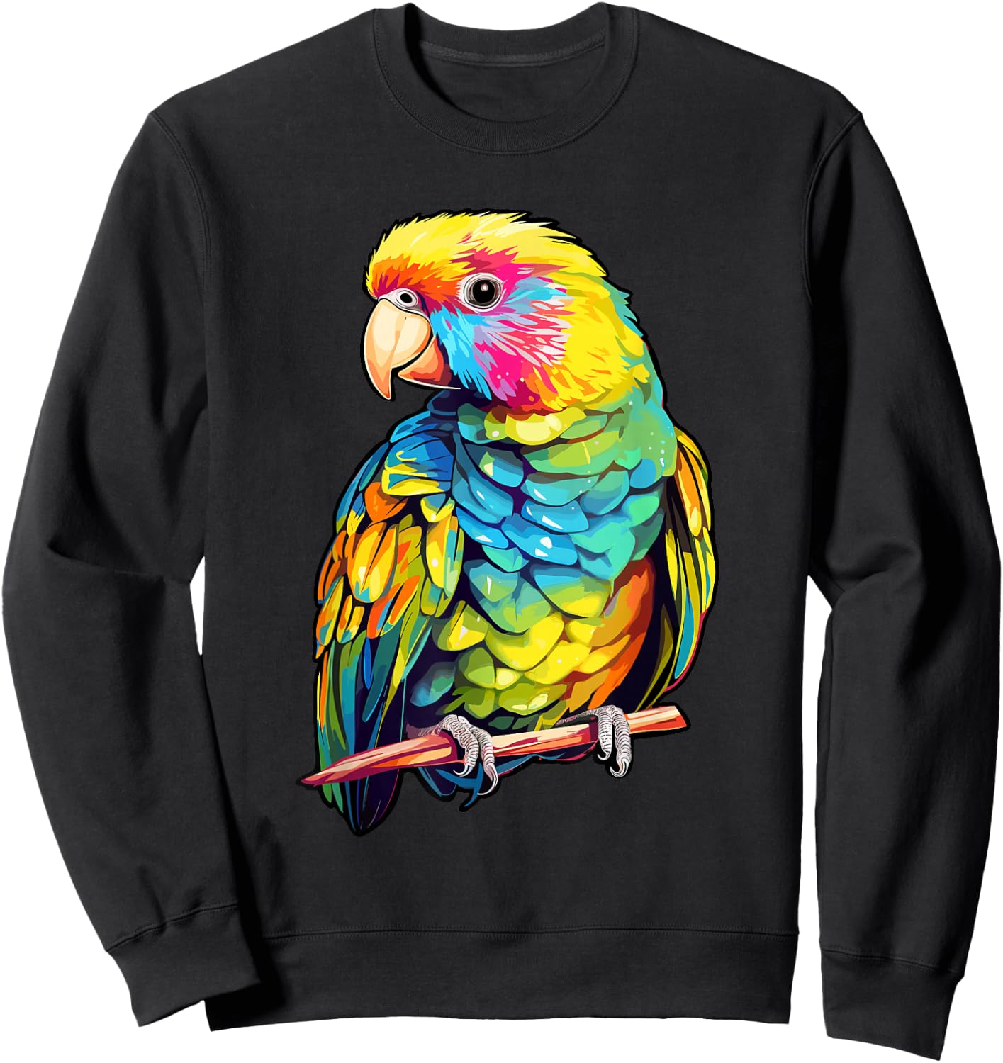Colorful Parakeet Bird Lover Tie-Dye Budgerigar Budgie Sweatshirt - Sweatshirt | Black