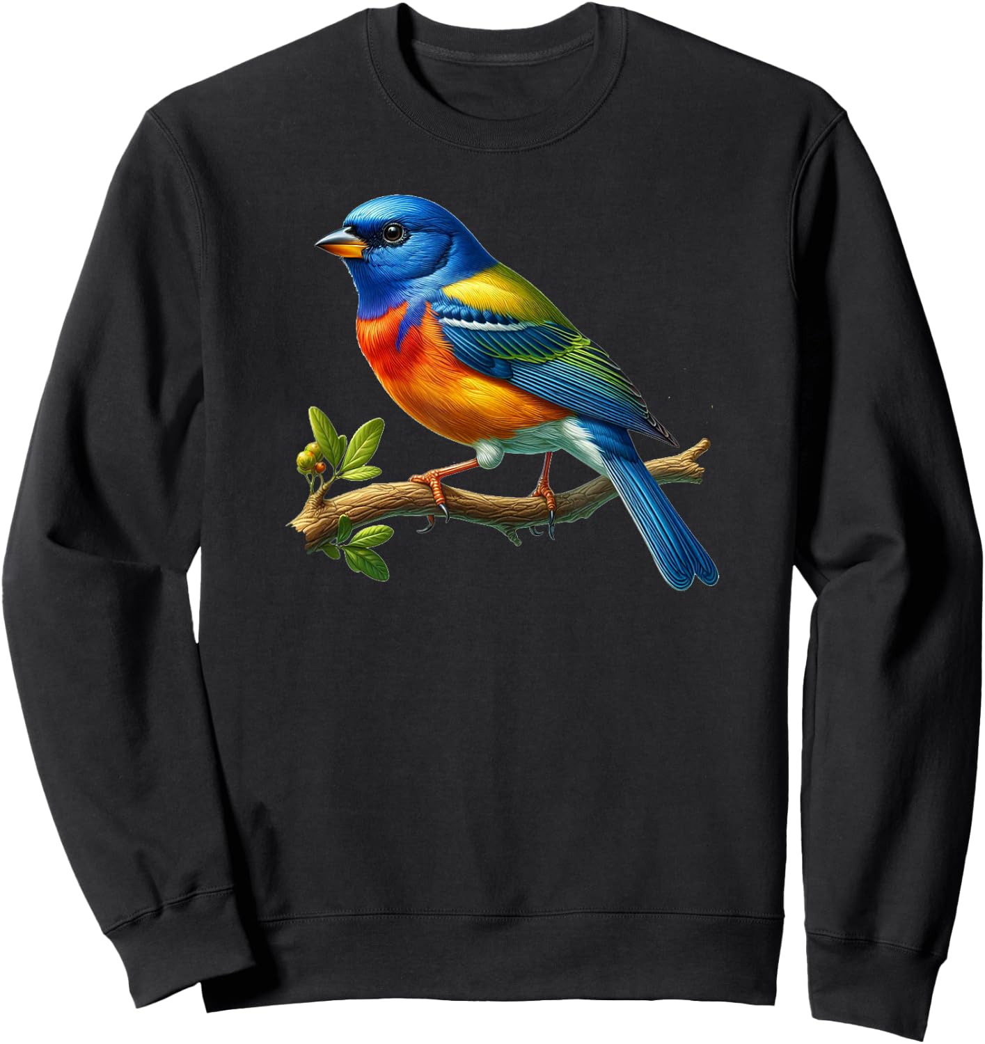 Bird Series. Painted Bunting. Sweatshirt - Sweatshirt | Black