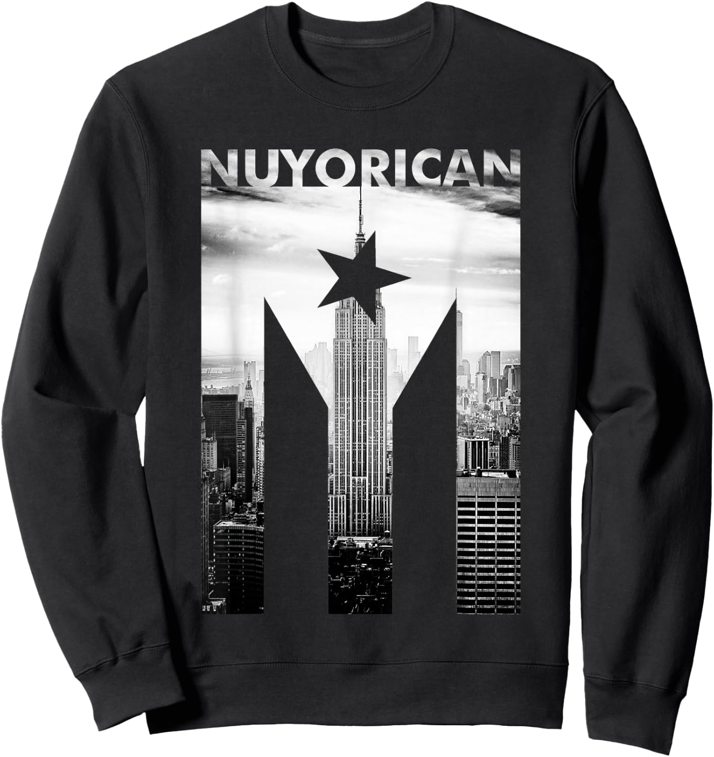 Nuyorican Flag of Puerto Rico print Sweatshirt - Sweatshirt | Black