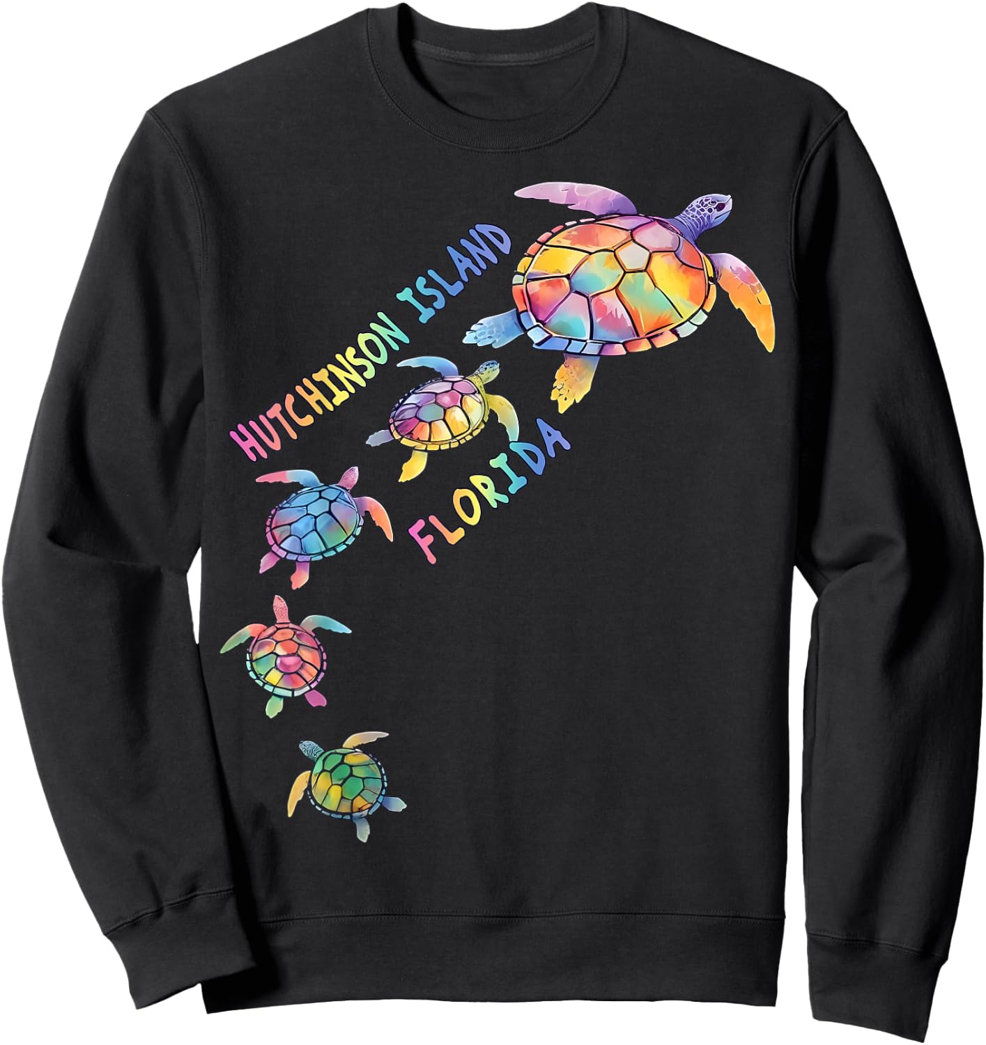 Hutchinson Island Beach Florida Sea Turtle Lover Vacation Sweatshirt - Sweatshirt | Black