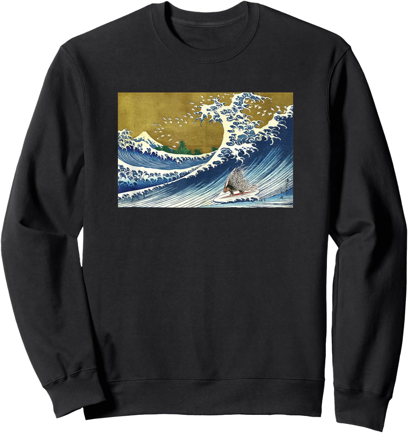 Porcupine Gifts Shirts & Women's Surfing Porcupine Black Small Classic Fit Short Sleeve Sweatshirt - Sweatshirt | Black