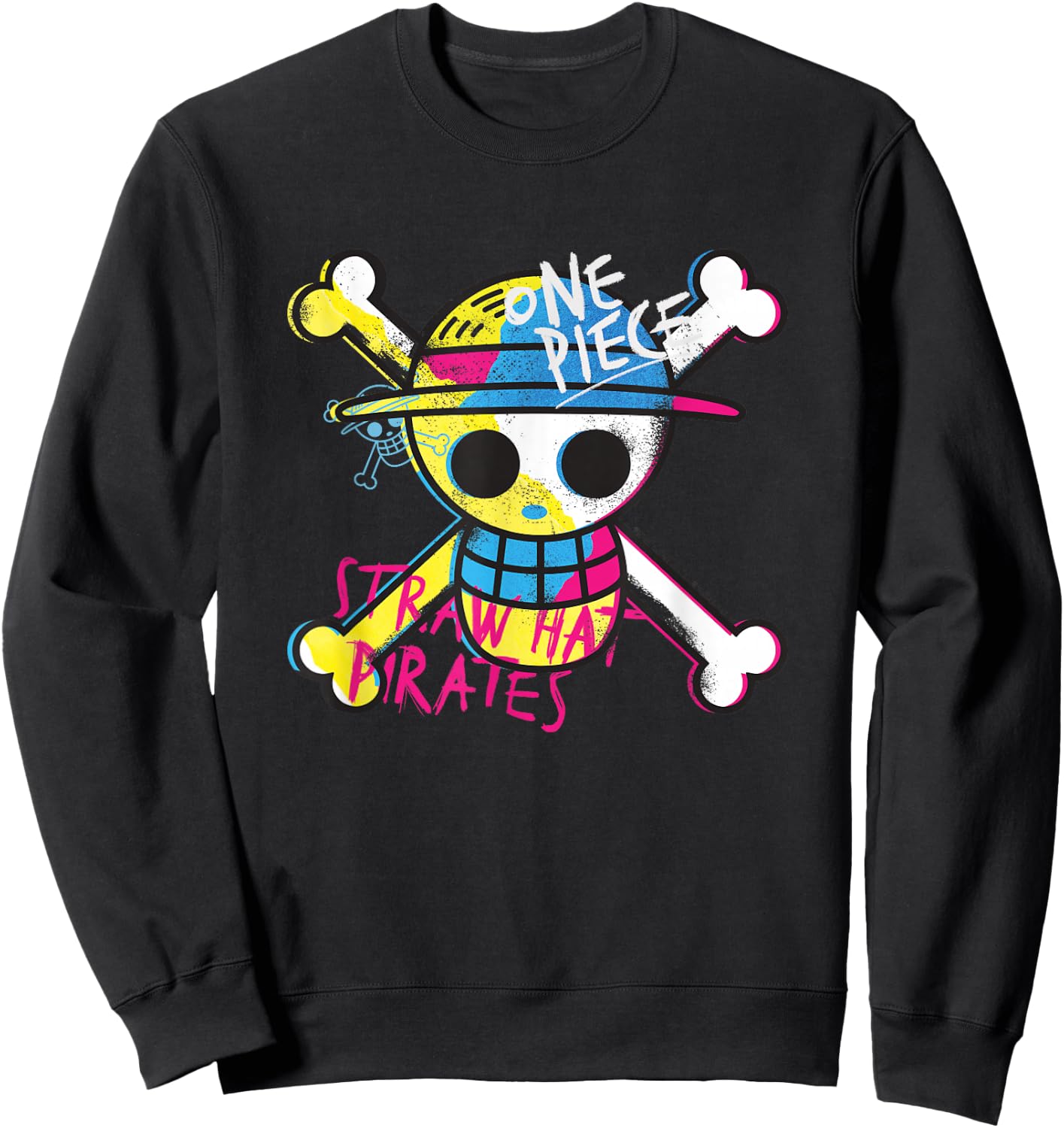One Piece Straw Hat Pirate Colour Logo Monkey D Luffy , blue Sweatshirt - Sweatshirt | Black