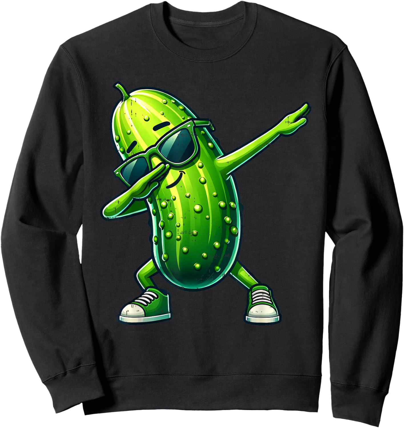 Pickle Dabbing Funny Dancing Cucumber Boys Girls Kids , Black, S Sweatshirt - Sweatshirt | Black