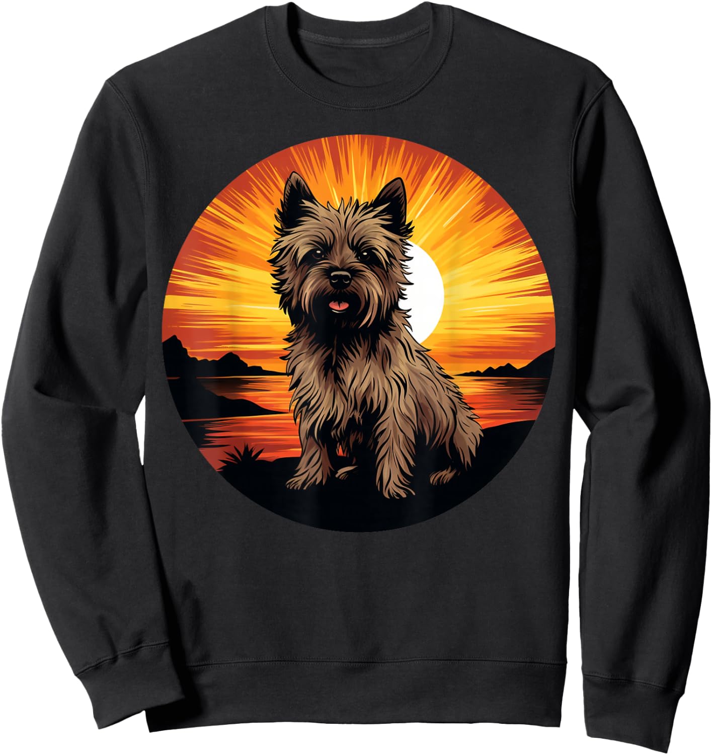 Retro Vintage Cairn Terrier Dog Sunset Cairn Terrier Lover Sweatshirt - Sweatshirt | Black