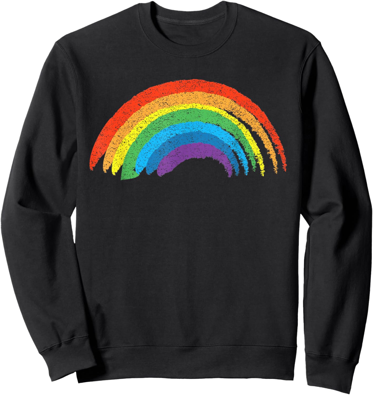 Vintage Retro Rainbow - Classic Distressed Design Sweatshirt - Sweatshirt | Black