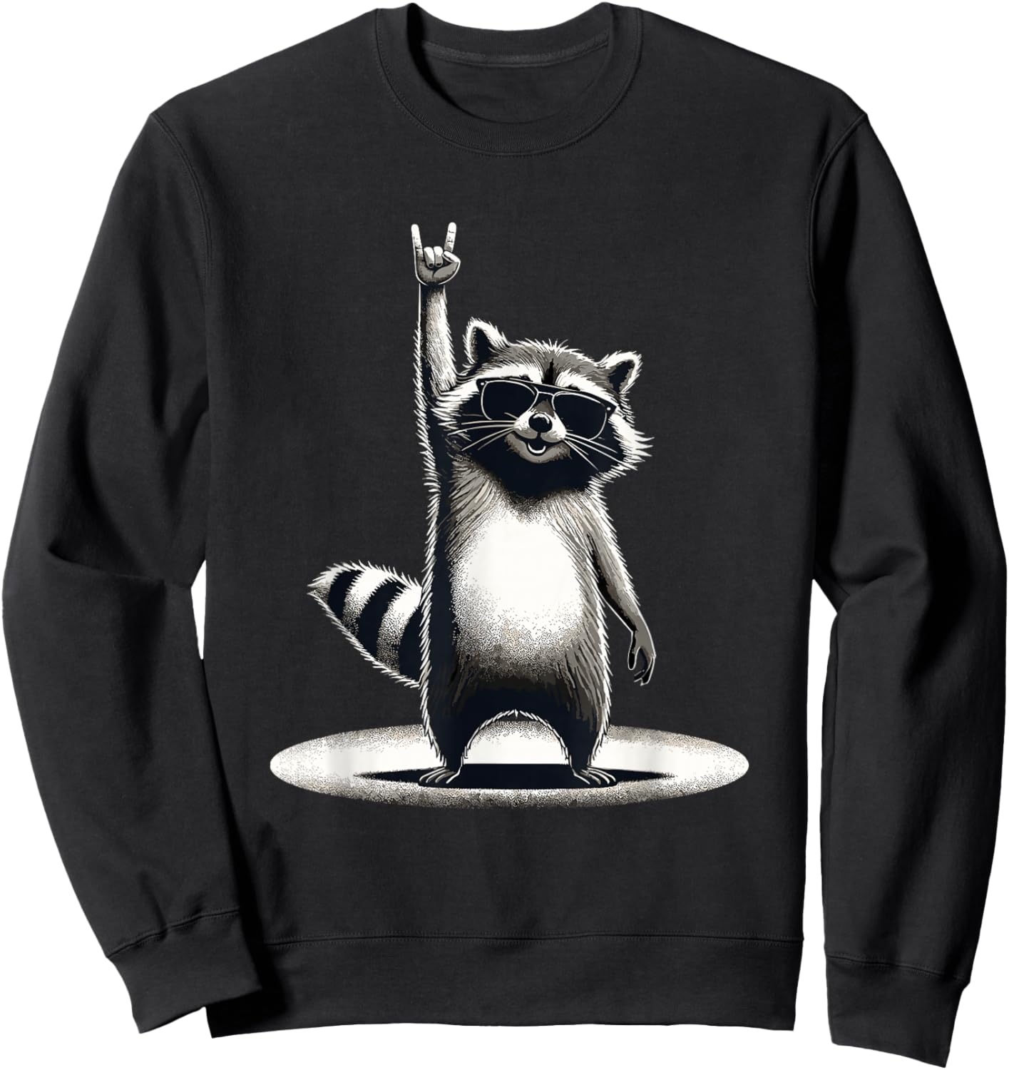 Retro Raccoon Rock Music Gift Men Children Women Funny Raccoon , black Sweatshirt - Sweatshirt | Black