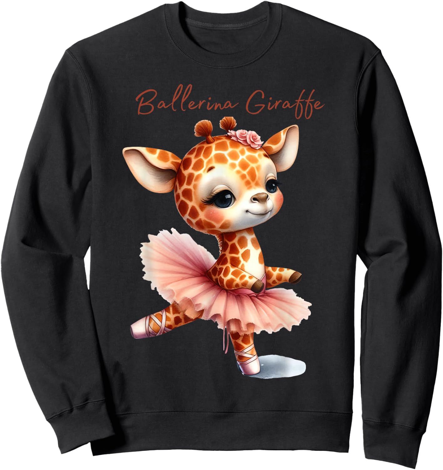 Watercolor Ballerina Giraffe Ballet Dancer Ballet Teacher Sweatshirt - Sweatshirt | Black
