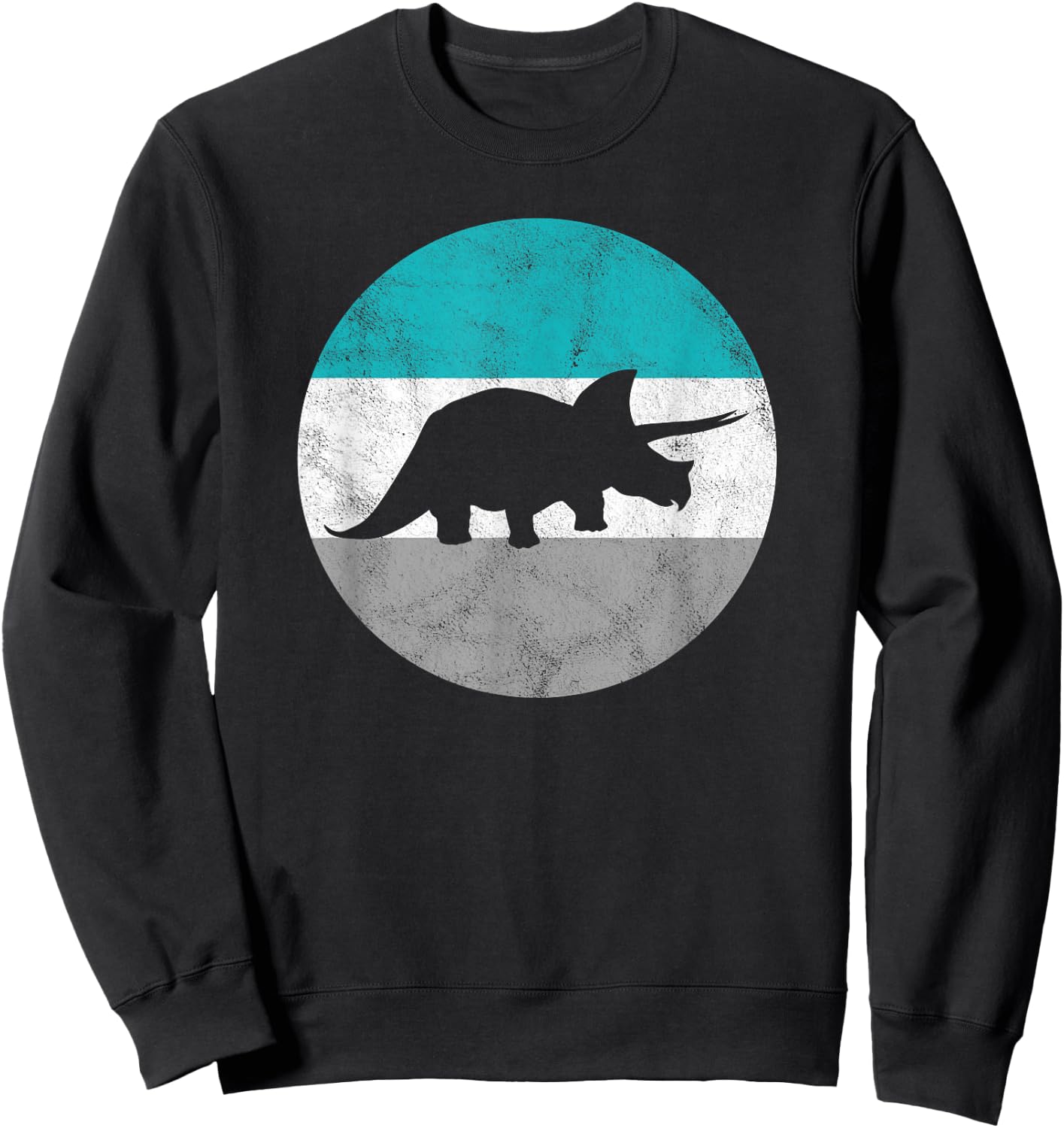 Triceratops Dinosaur Retro Gift Women Boys & Girls Sweatshirt - Sweatshirt | Black
