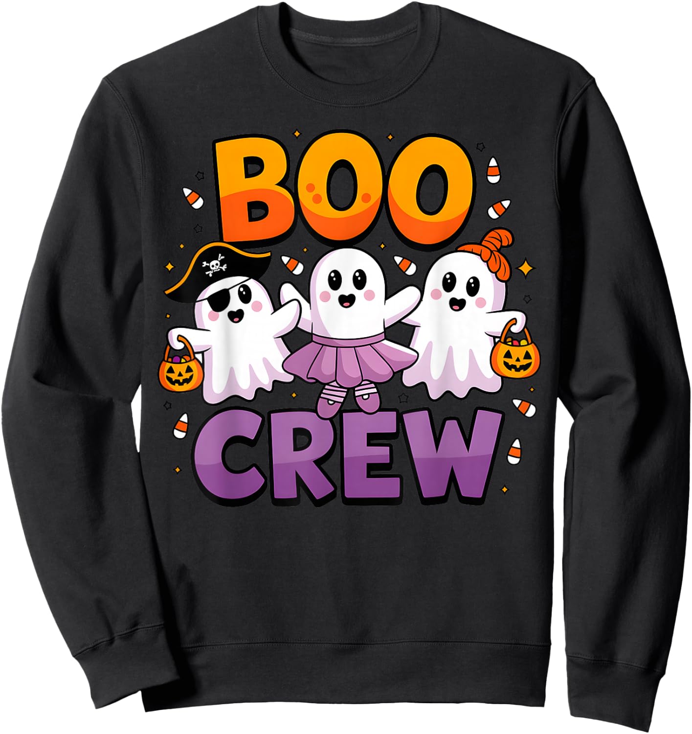 Boo Crew Cute Halloween Ghosts Matching Family Outfit Sweatshirt - Sweatshirt | Black