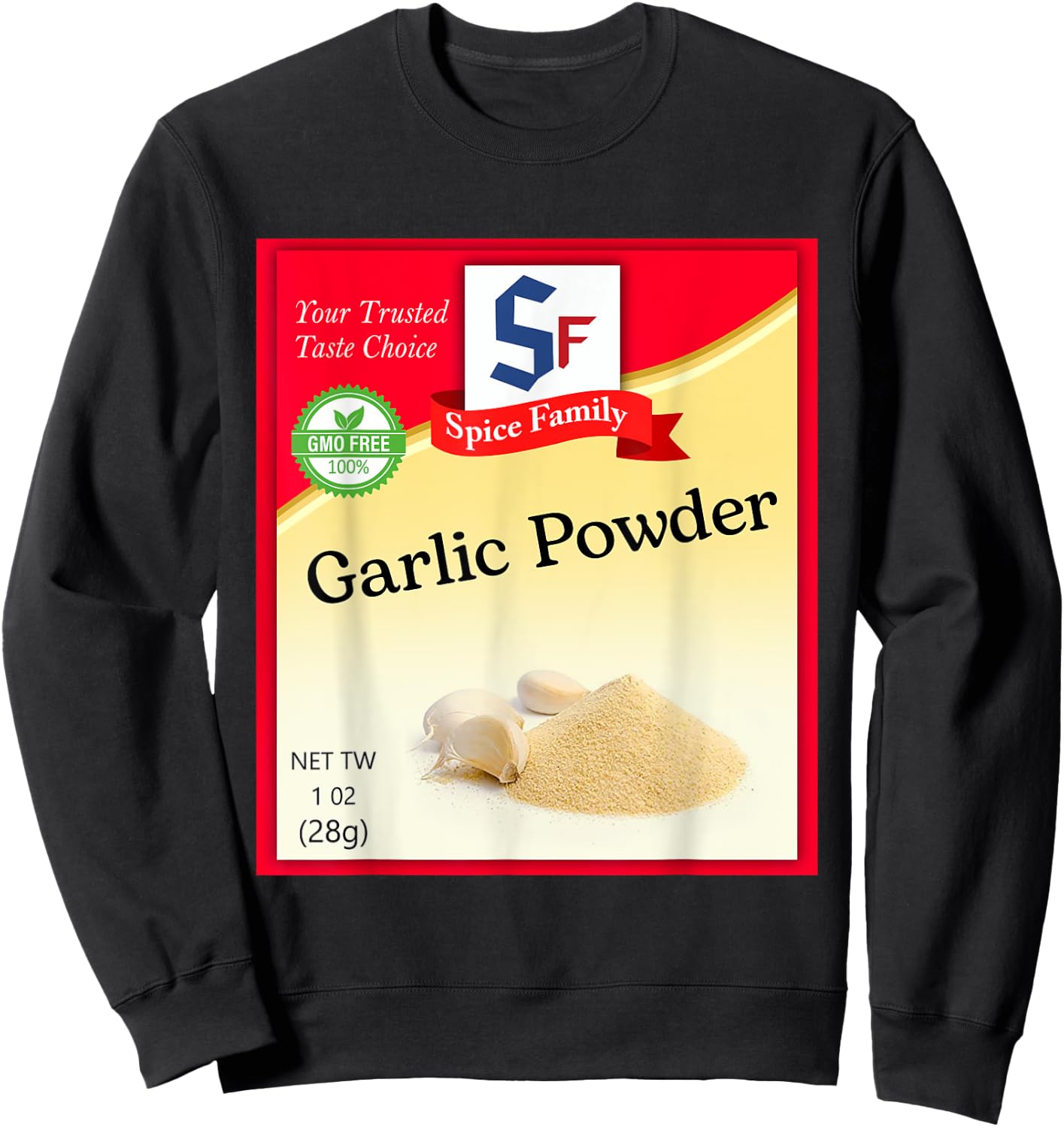 Garlic Powder Condiment Costume Holiday Spice Costumes Sweatshirt - Sweatshirt | Black