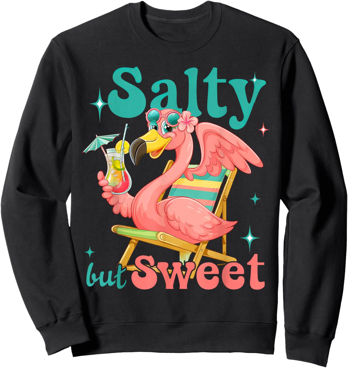 Salty But Sweet Flamingo Bird Sweatshirt - Sweatshirt | Black