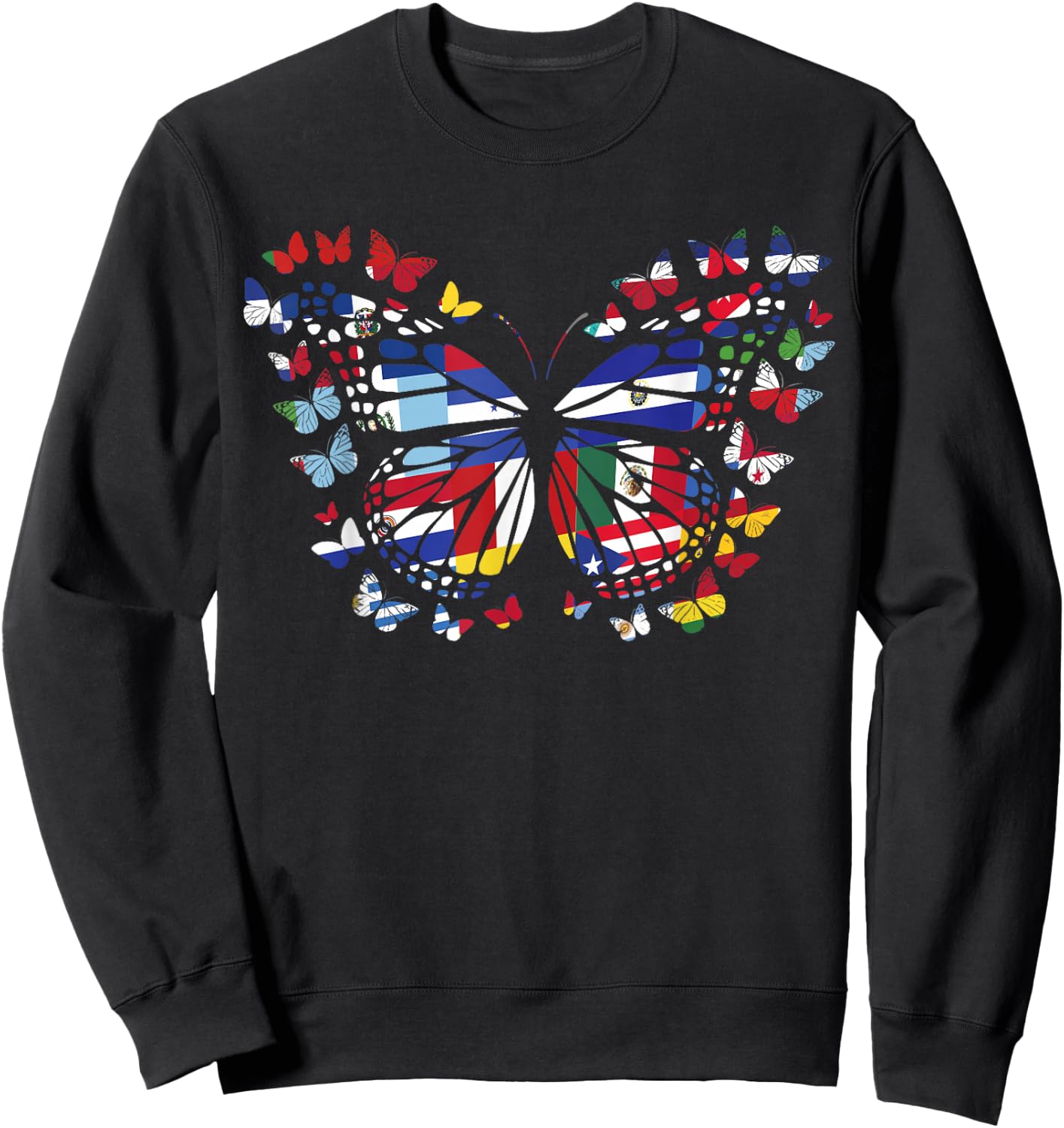 butterfly Hispanic Heritage Month Hispanic Flag Sweatshirt - Sweatshirt | Black