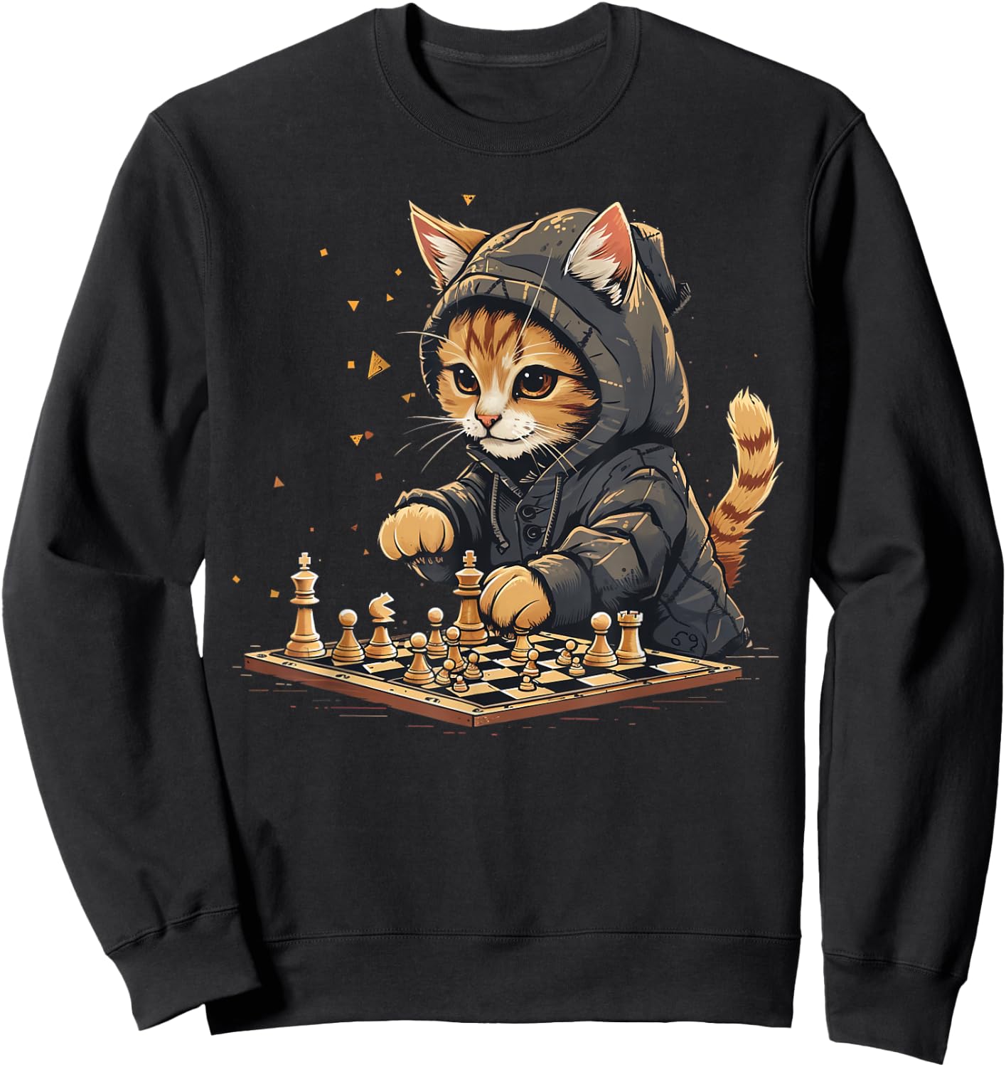 Chess Men's Women's & Children's Cat Chess Player Sweatshirt - Sweatshirt | Black