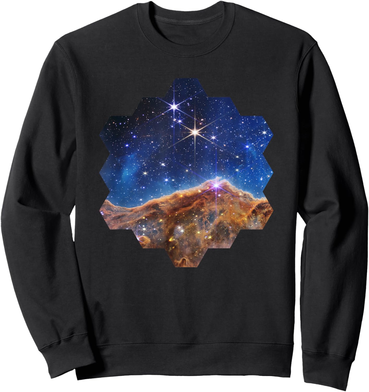 JWST Carina Nebula sechseckige Form von James Webb Spiegel Sweatshirt - Sweatshirt | Black