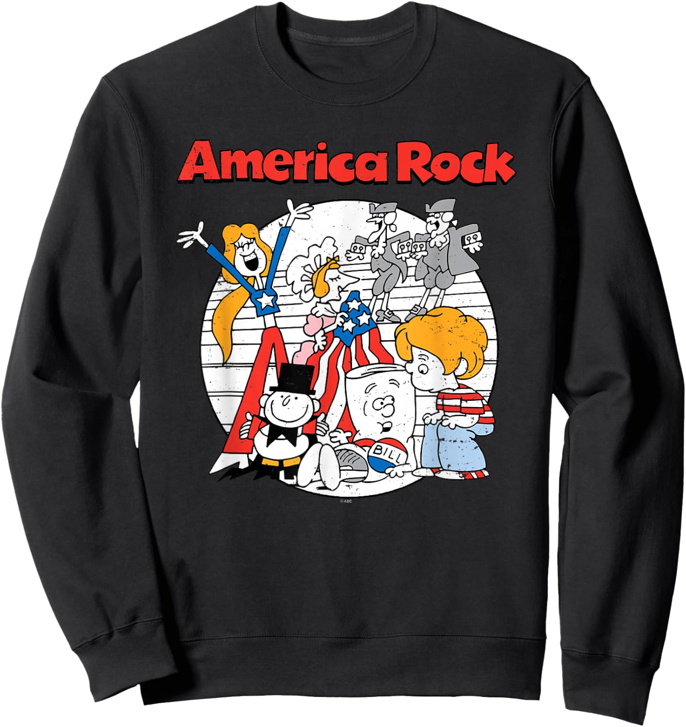 Schoolhouse Rock America Rock Round Logo USA Cartoon Sweatshirt - Sweatshirt | Black