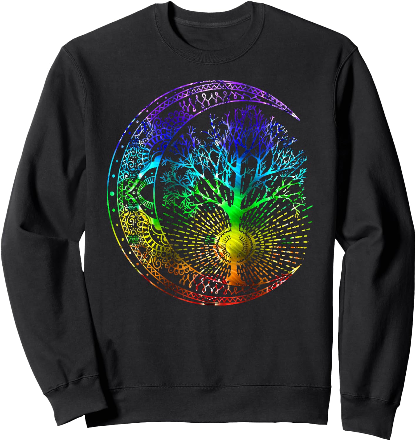 Mandala Moon Chakra Tree of Life Sweatshirt - Sweatshirt | Black