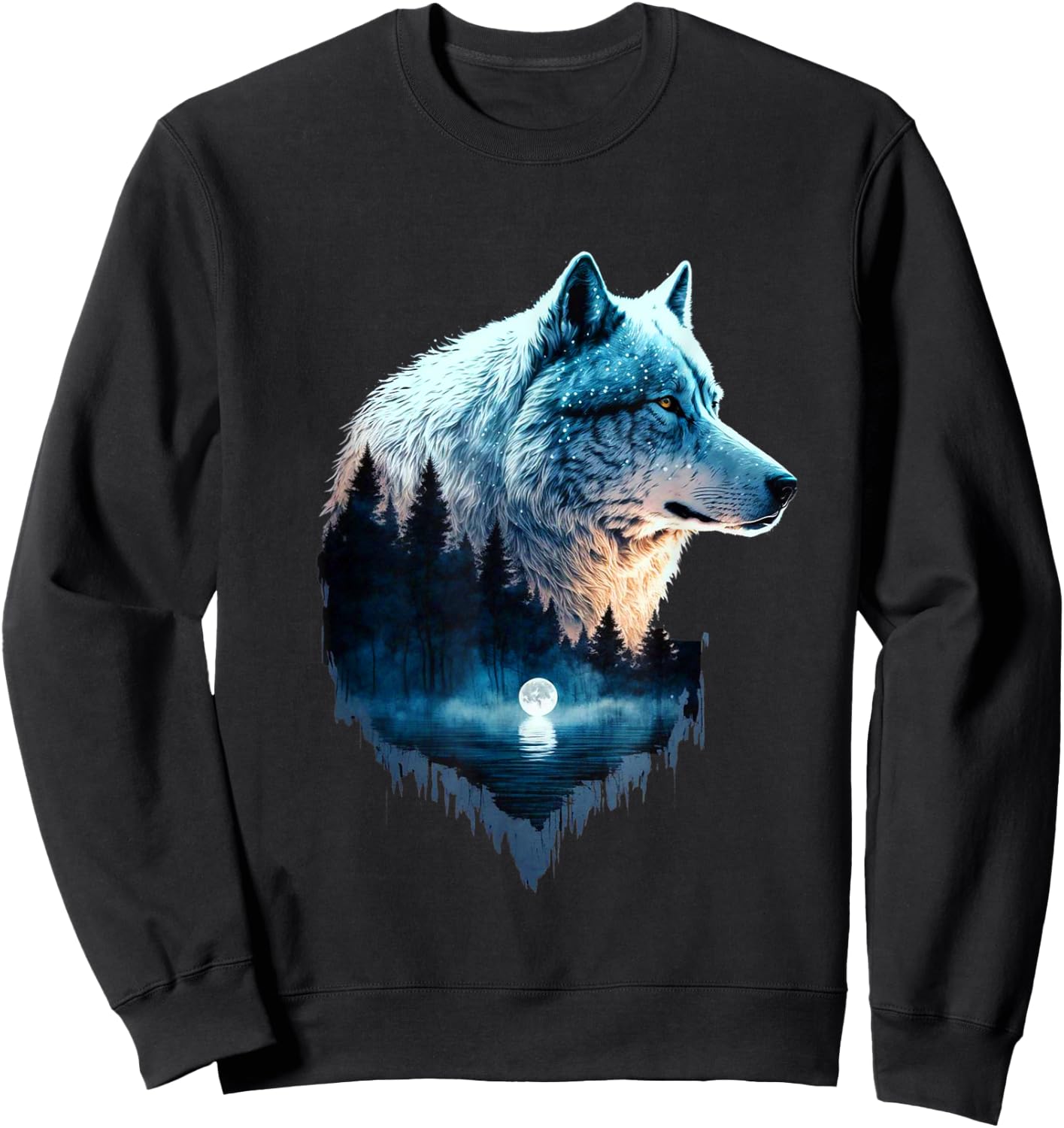 Wolf shirt , wolf shirt, wolf women, wolf moon Sweatshirt - Sweatshirt | Black