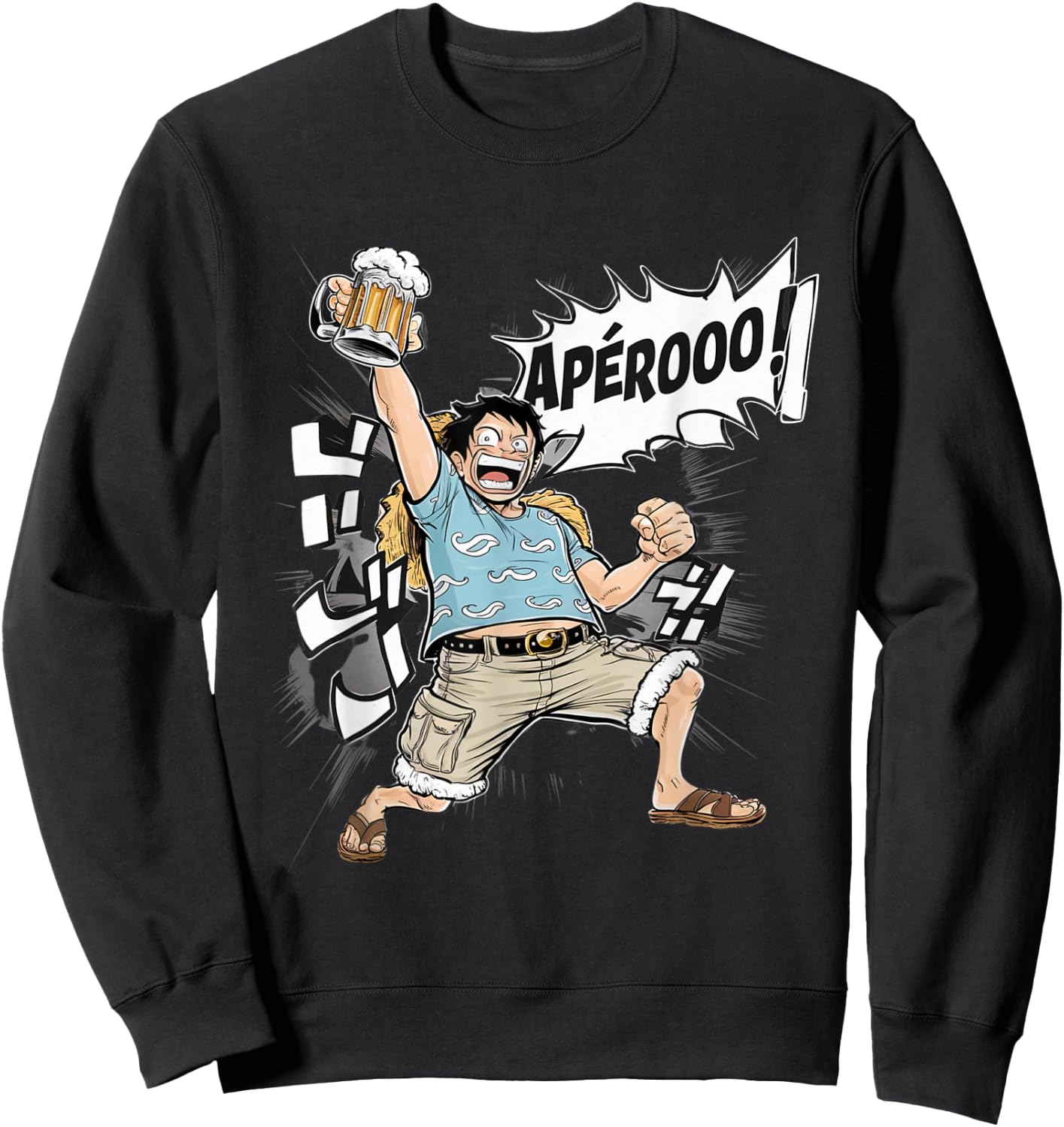 Aperitif Anime Gift Manga Beer Humour Japan Aperitif , Black, S Sweatshirt - Sweatshirt | Black