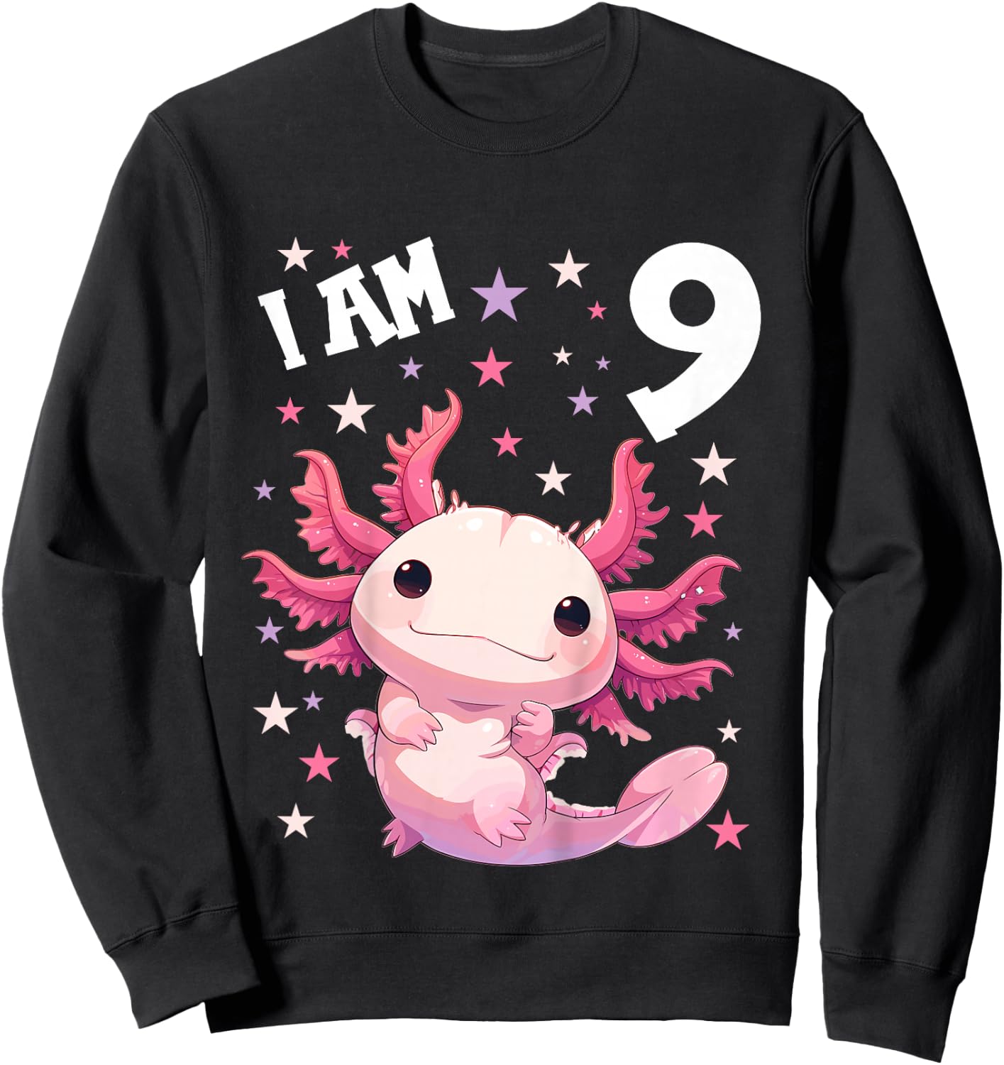 9 Years old 9 birthday Axolotls Boy Girl Axolotl Sweatshirt - Sweatshirt | Black