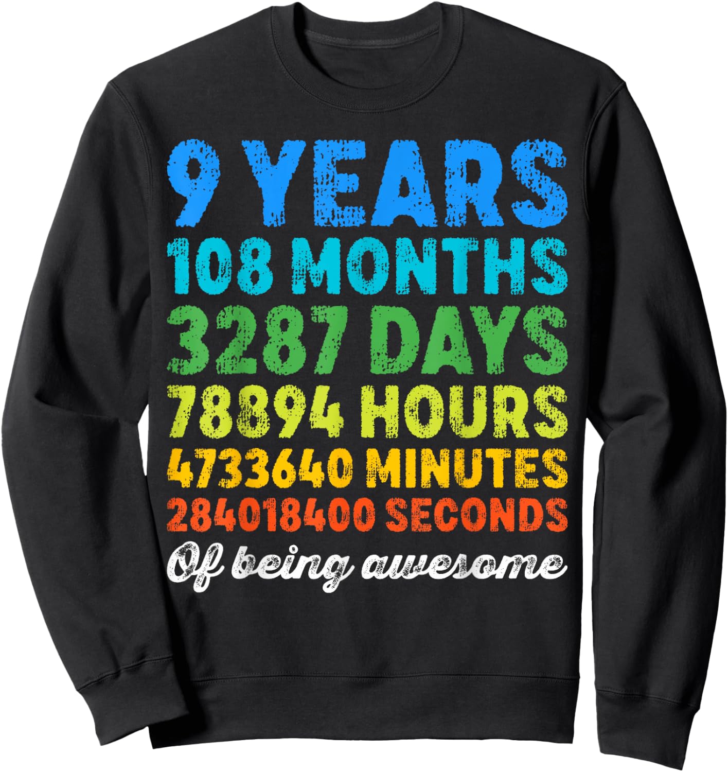 9 Years Old Gifts 9th Birthday Shirt Vintage Retro Countdown Sweatshirt - Sweatshirt | Black