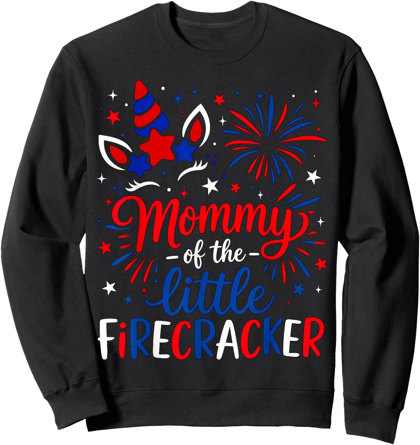 Mommy of The Little Firecracker 4th of July Birthday Party Sweatshirt - Sweatshirt | Black