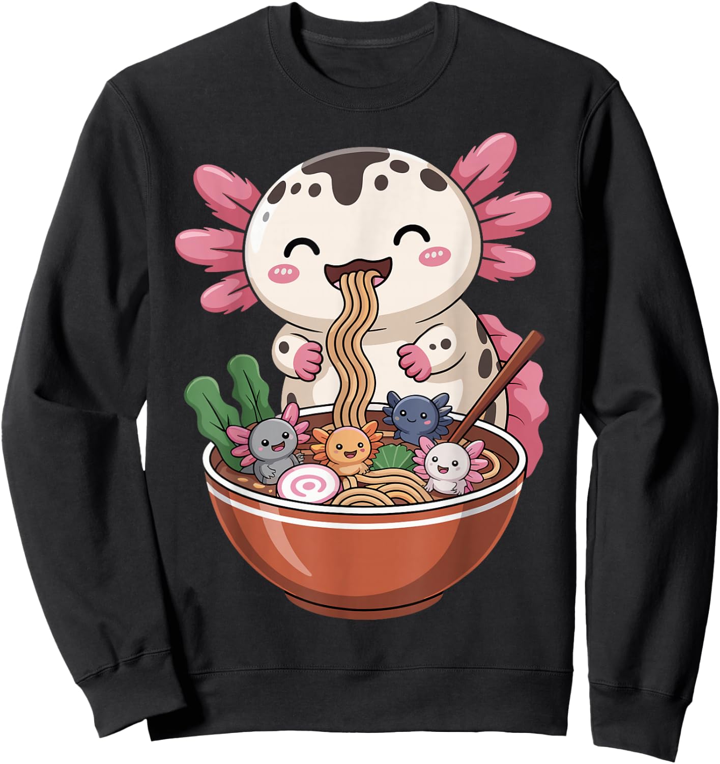 Ramen Axolotl Anime Kawaii Ramen Sweatshirt - Sweatshirt | Black