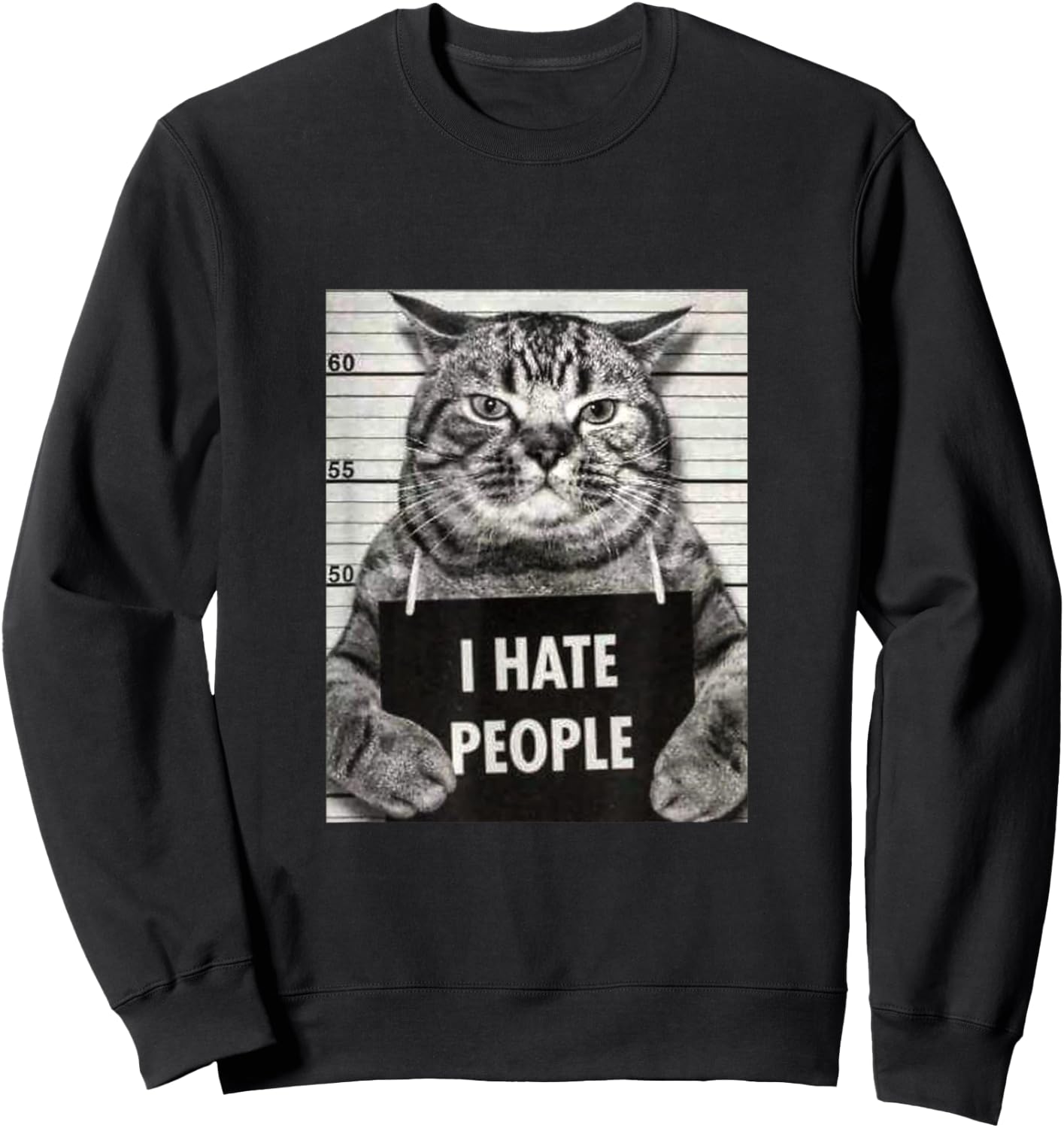 Funny Cat Picture, I Hate People Slogan , black, s Sweatshirt - Sweatshirt | Black
