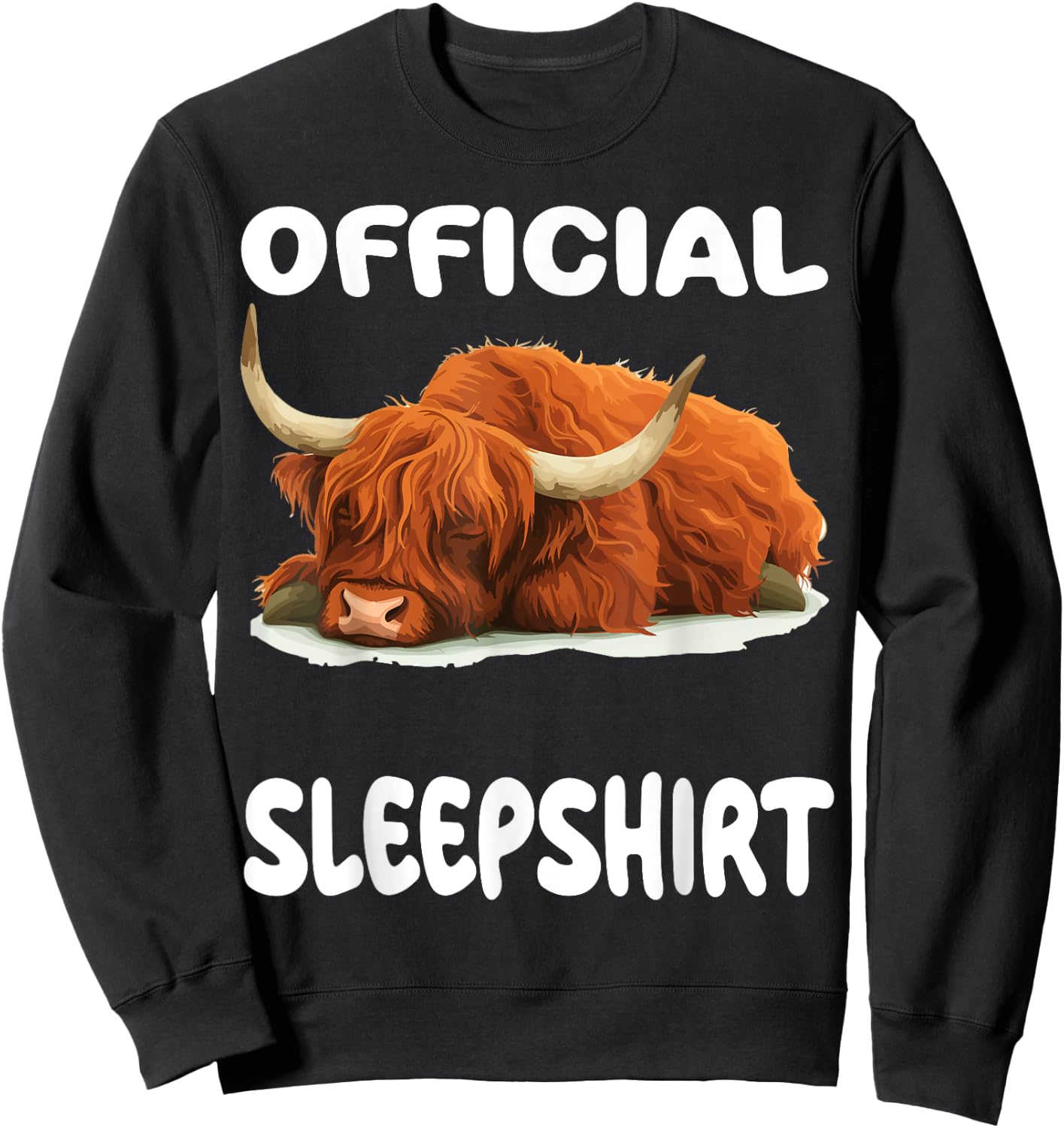 Scottish Highland Cow Official Sleepshirt Pajamas Nightgown Sweatshirt - Sweatshirt | Black