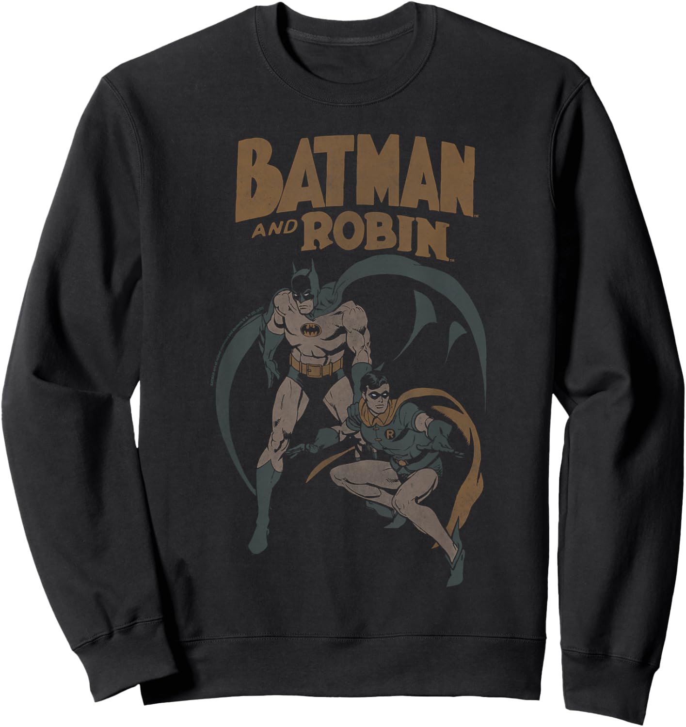 Batman and Robin Vintage on Grey Sweatshirt - Sweatshirt | Black