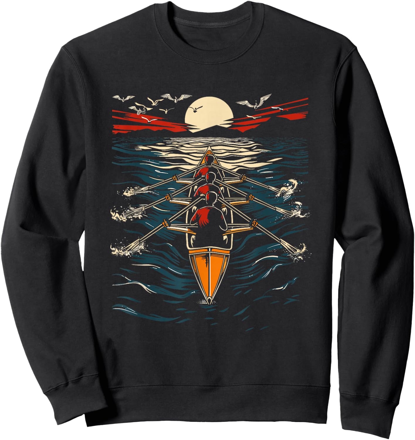 Rowing Artwork Sculling , Black, S Sweatshirt - Sweatshirt | Black