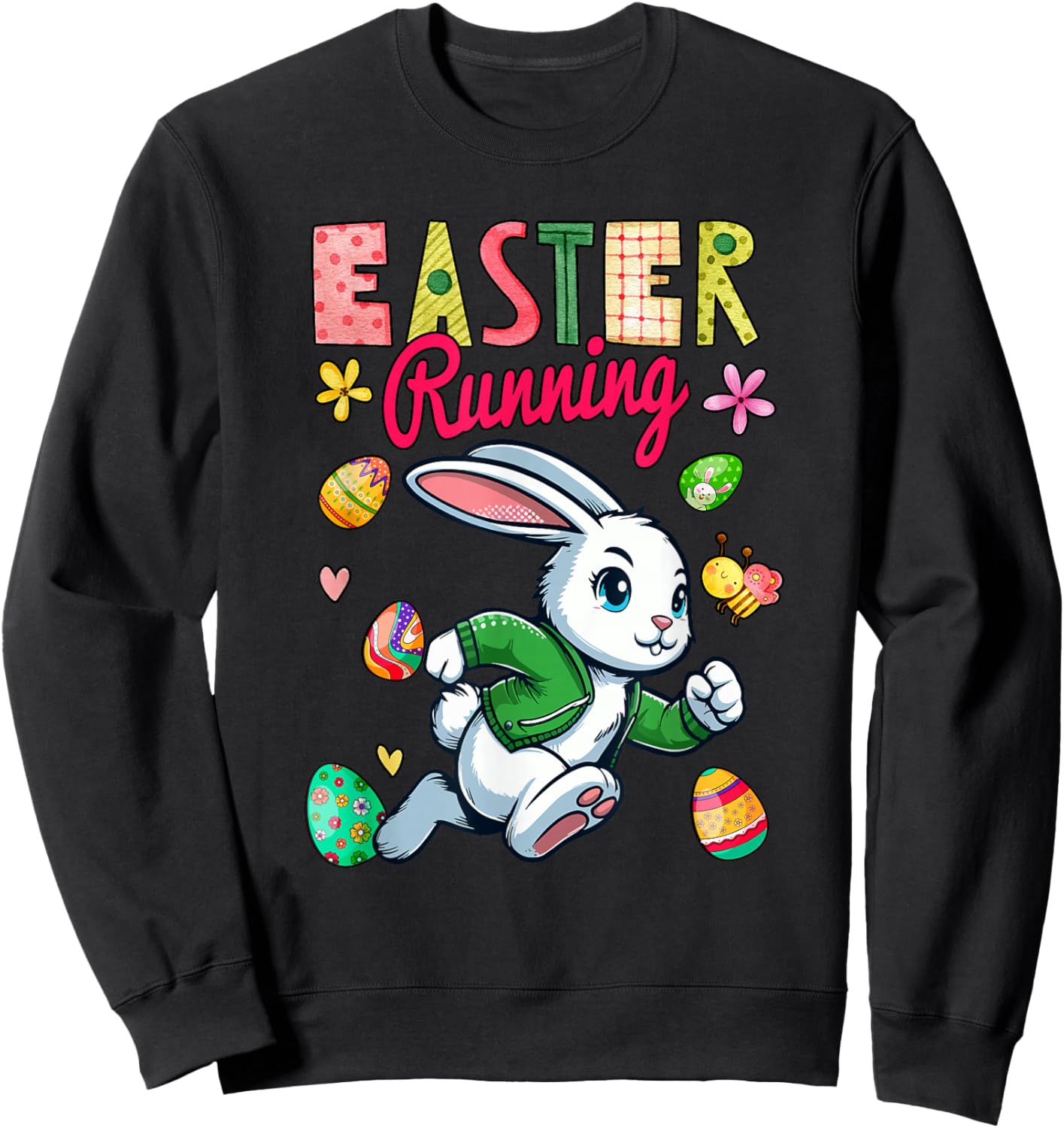 Easter Running Costume Bunny Runner Matching Family Kids Sweatshirt - Sweatshirt | Black
