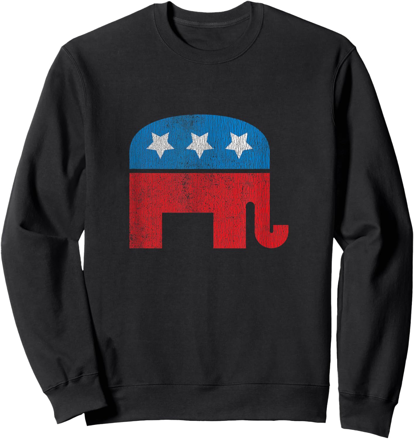 Distressed Republican Elephant Sweatshirt - Sweatshirt | Black