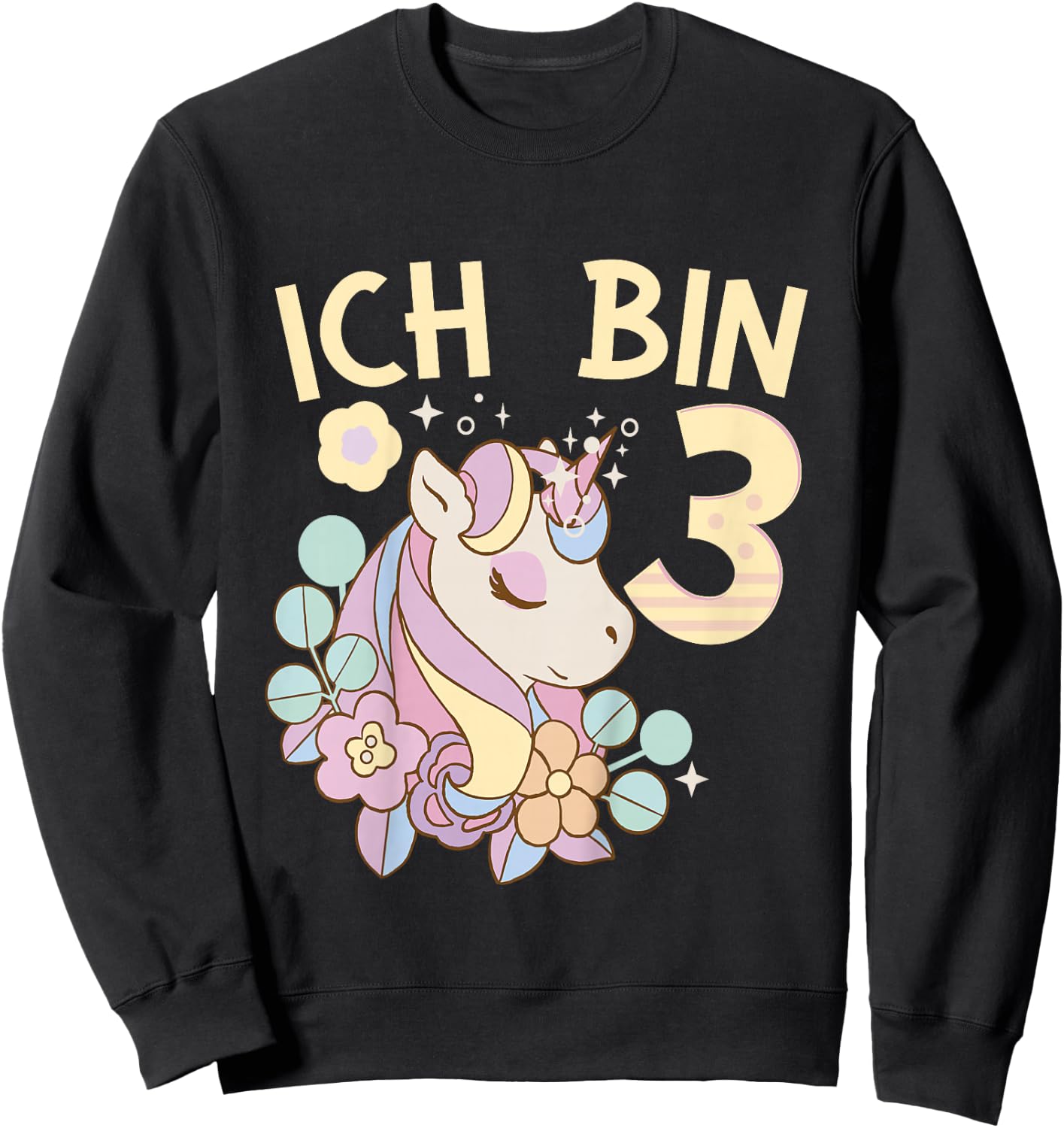 Children's 3rd Birthday Unicorn Children's Birthday Party , black Sweatshirt - Sweatshirt | Black