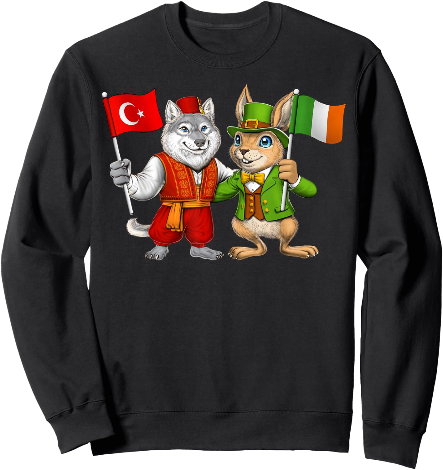 Turkey Ireland Flag Turkish Irish Roots Türkiye Heritage Sweatshirt - Sweatshirt | Black