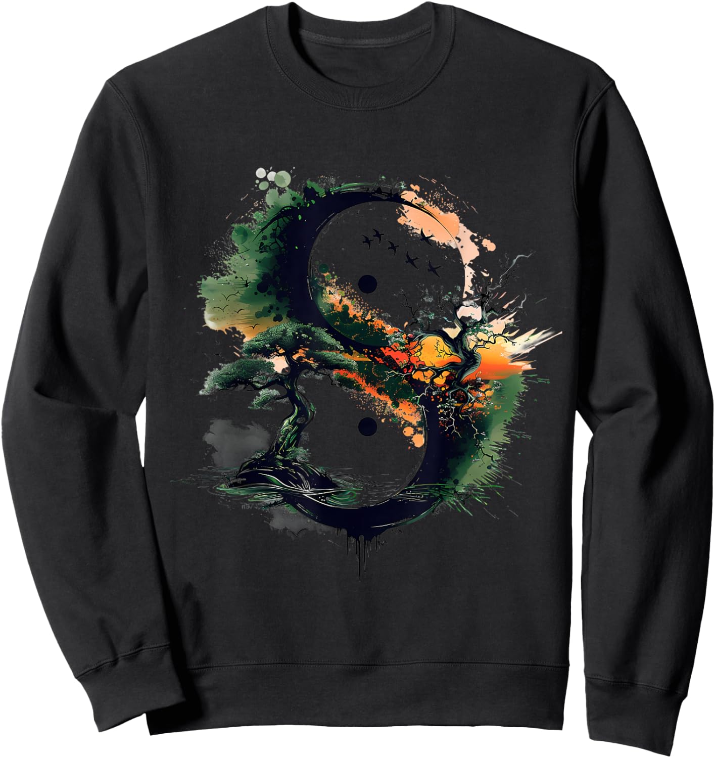 Yin Yang Nature Libra Zen Symbol Buddhism Meditation Sweatshirt - Sweatshirt | Black