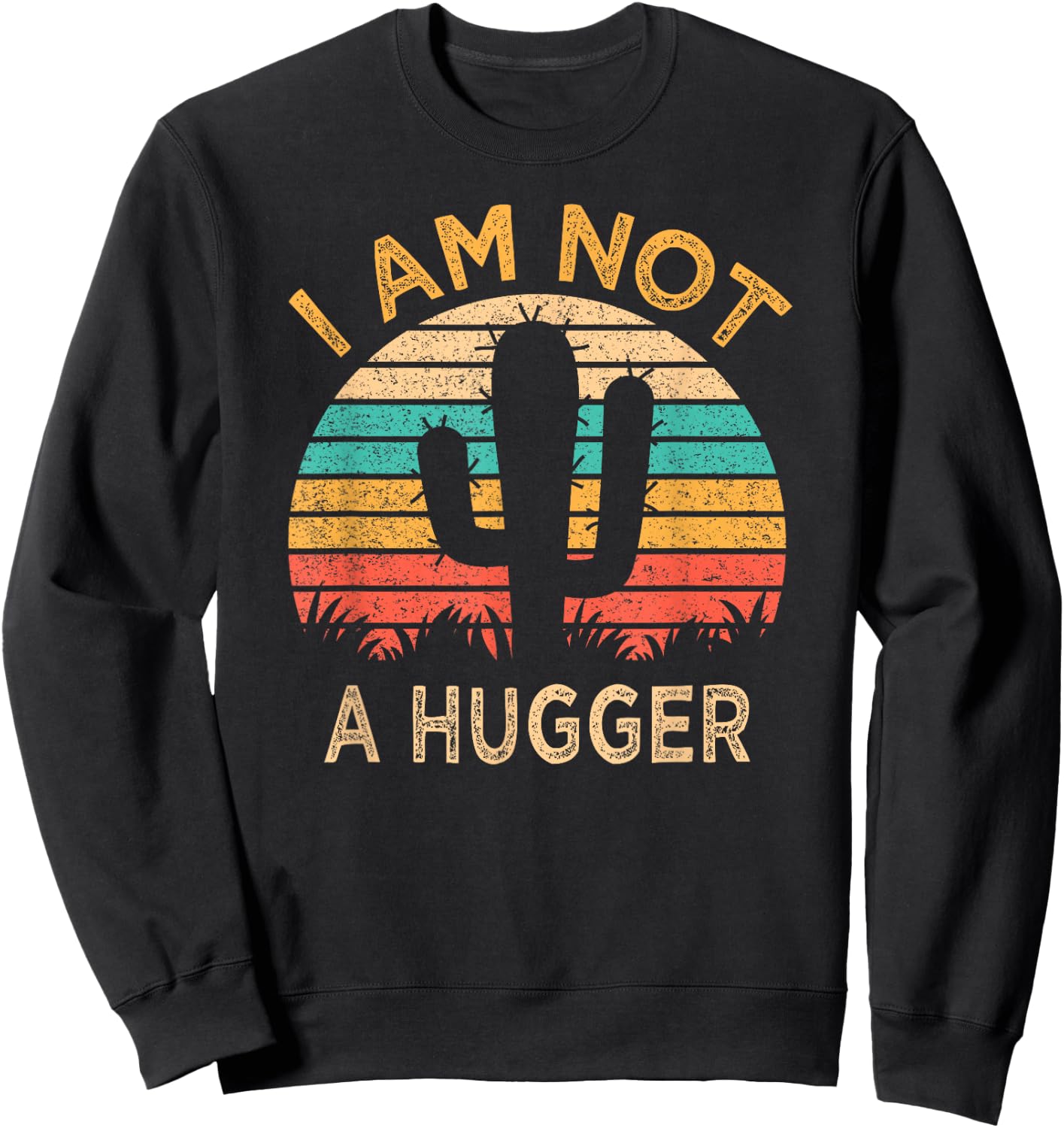 I Am Not A Hugger Funny Cactus Sarcastic Avoid Hugs Sweatshirt - Sweatshirt | Black