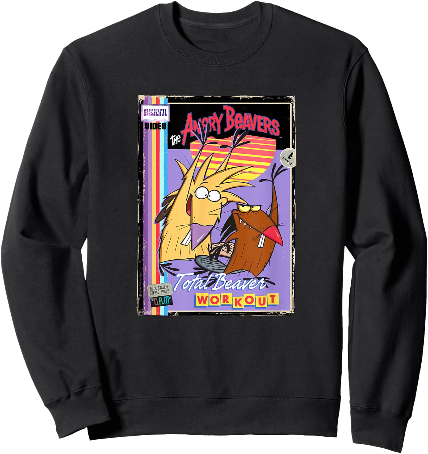 Angry Beavers Total Beaver Workout Retro Vintage Video Tape Sweatshirt - Sweatshirt | Black
