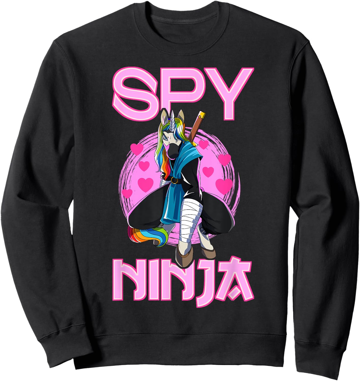 Spy Ninja Unicorn Gamer Rainbow Spione Samurai Sweatshirt - Sweatshirt | Black