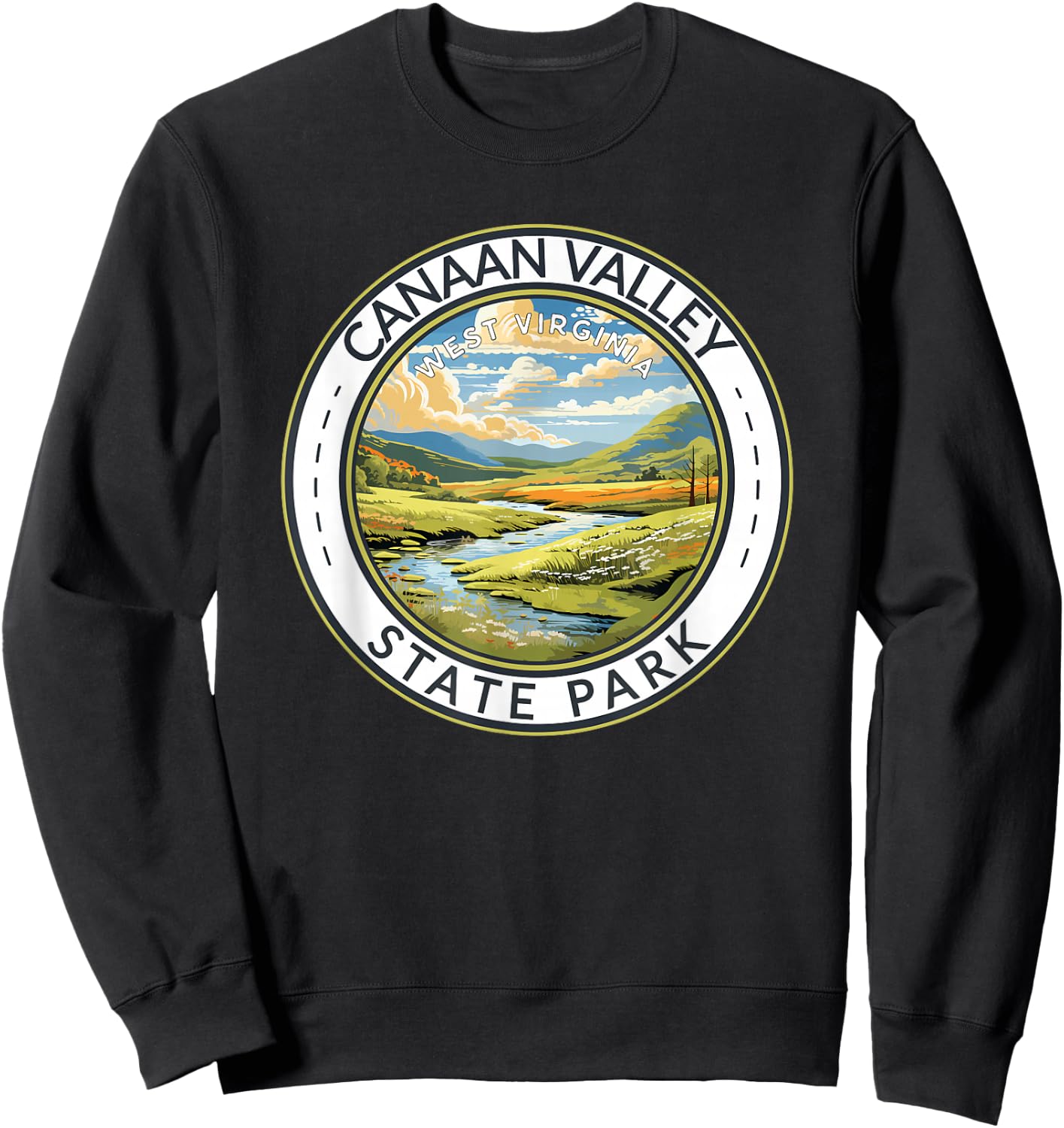 Canaan Valley State Park Badge West Virginia Travel Vintage Sweatshirt - Sweatshirt | Black
