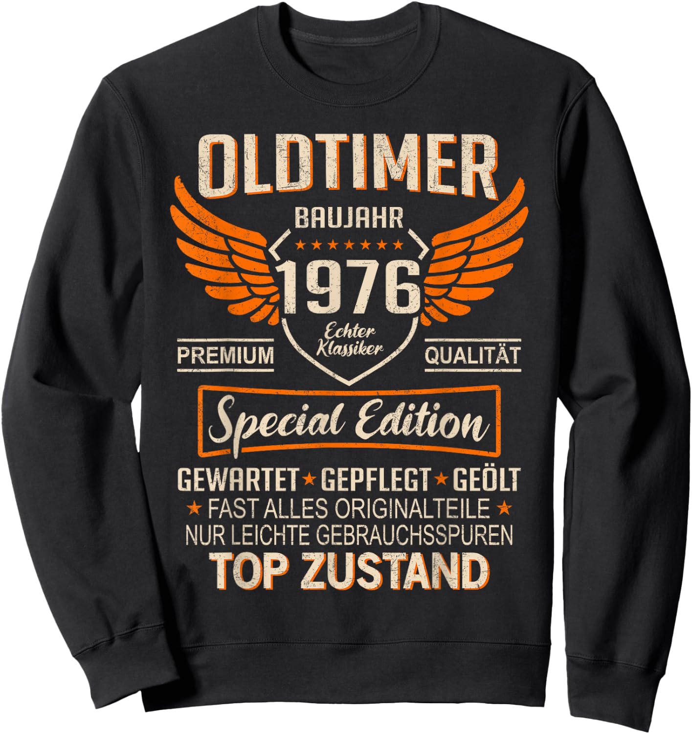 Oldtimer Year 1976 Born Vintage 1976 Birthday Sweatshirt - Sweatshirt | Black