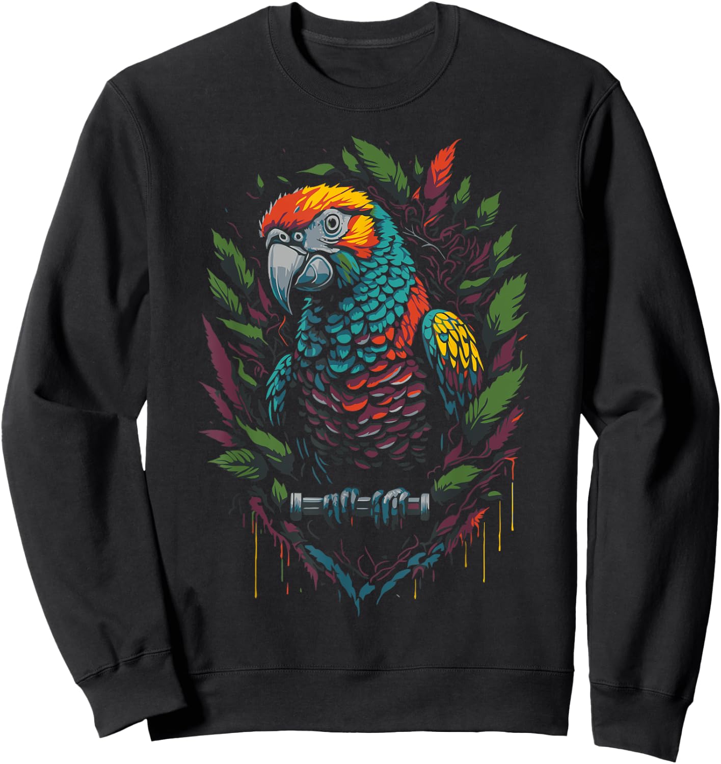 Colorful Parrot Sweatshirt - Sweatshirt | Black