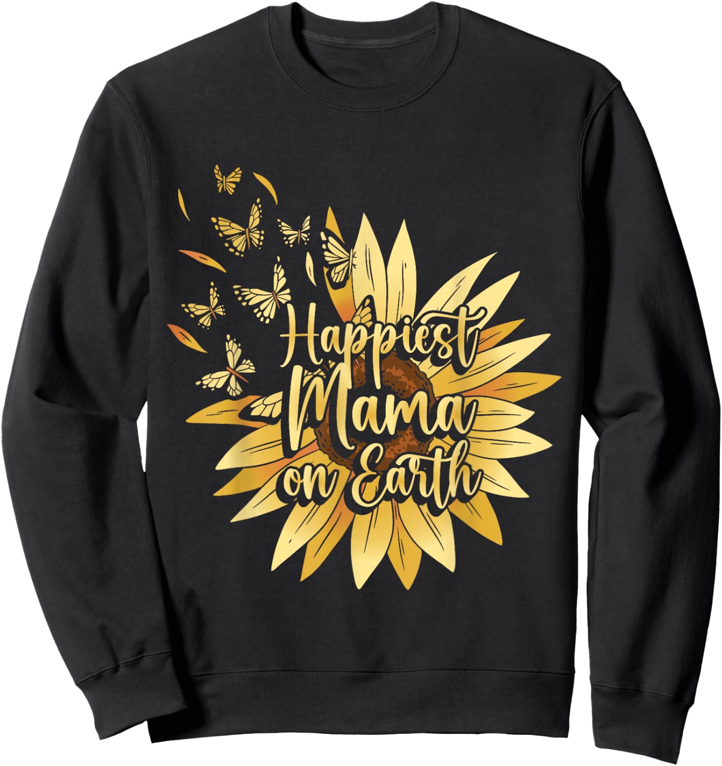 Yellow Flower Mom Sunflower Summer Sweatshirt - Sweatshirt | Black