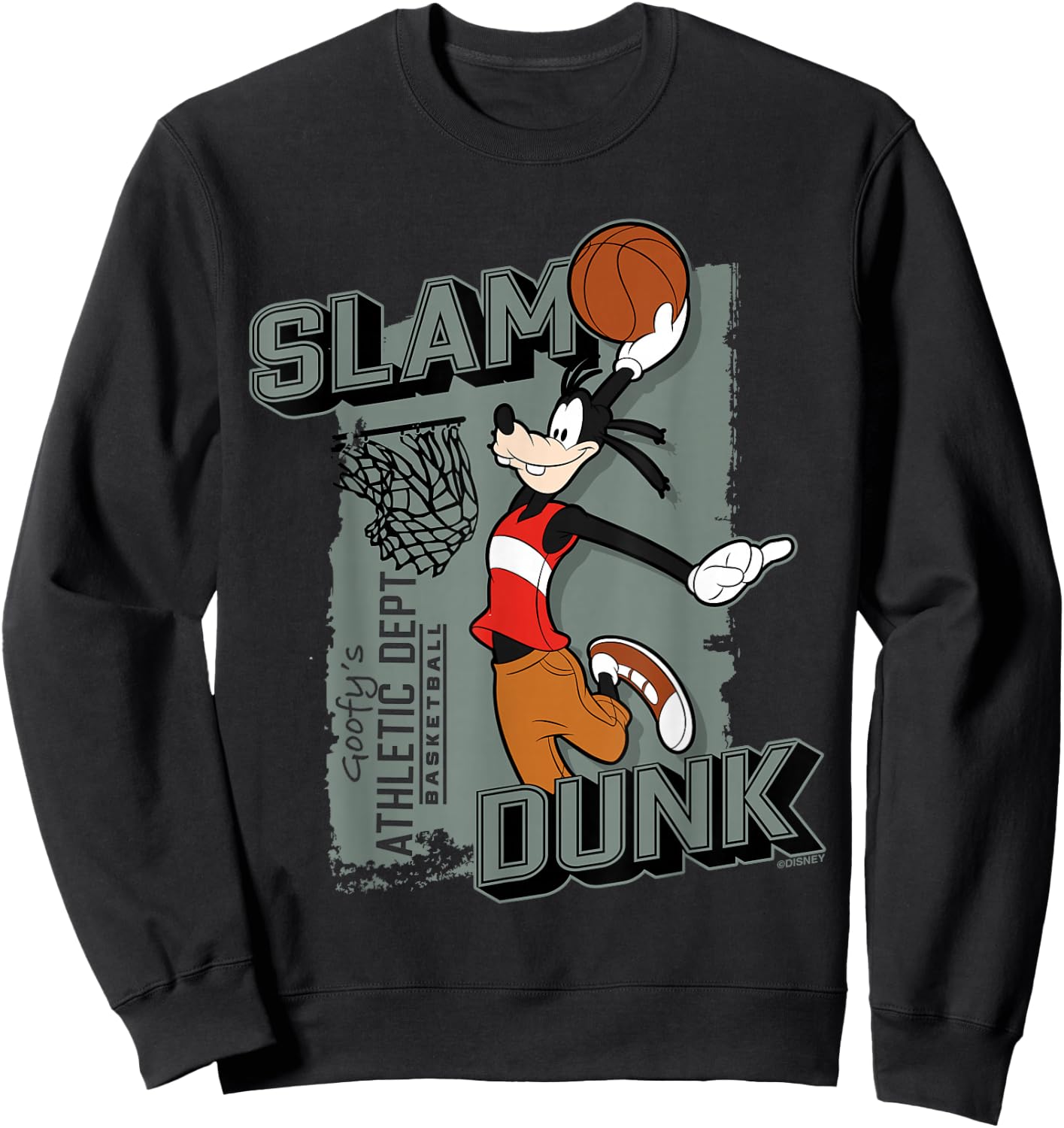 Disney Goofy Sports Basketball Slam Dunk Athletic Dept , black Sweatshirt - Sweatshirt | Black