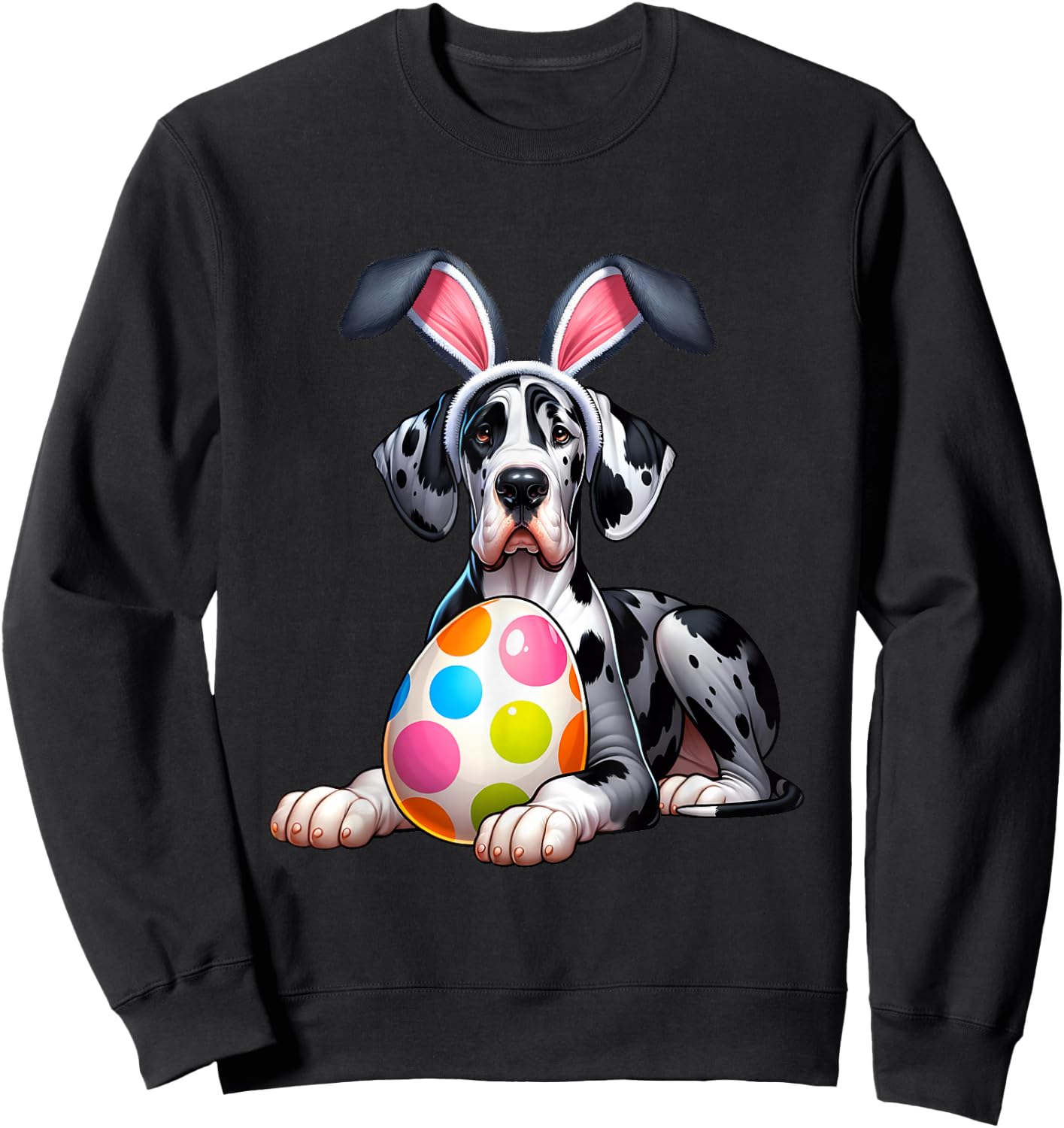 Great Dane Lovers Easter Egg Eggs Bunny Rabbits Men Women Sweatshirt - Sweatshirt | Black