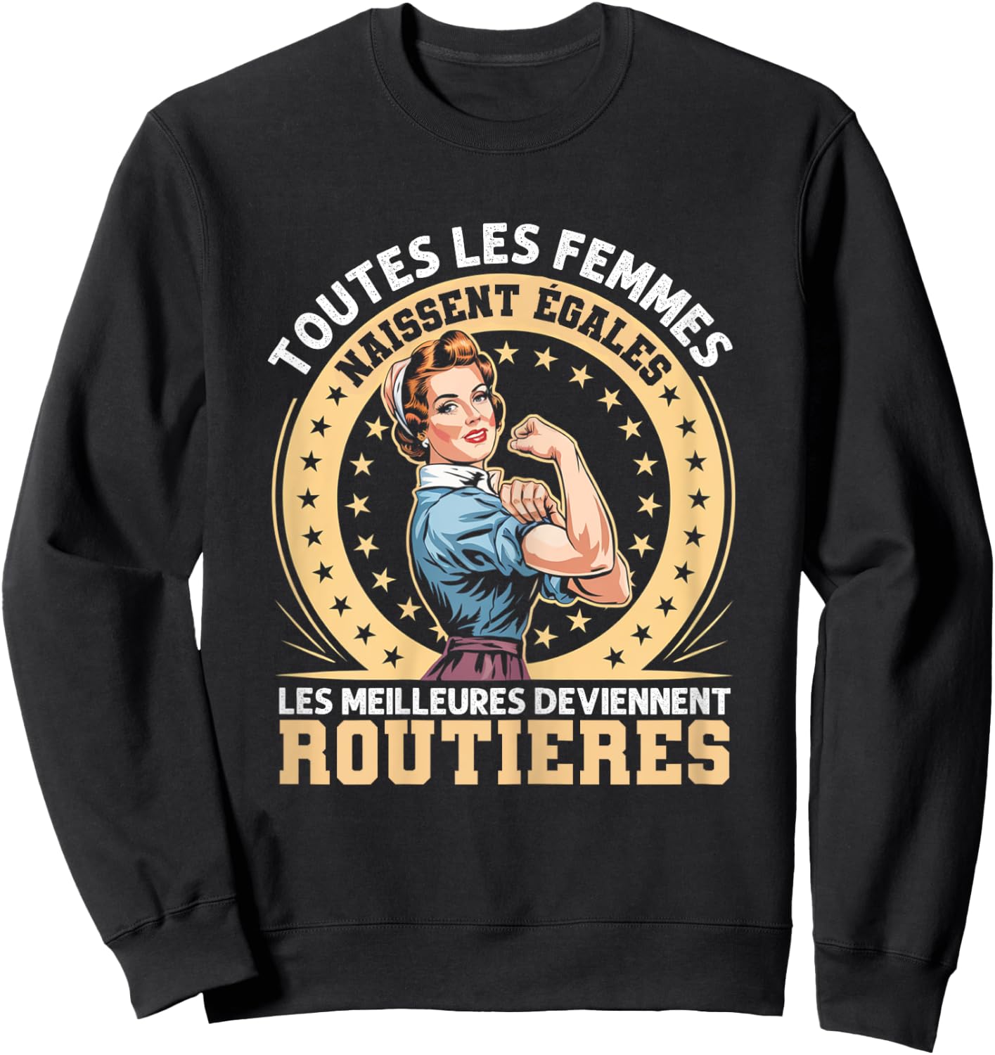 The Best Women Are Road Gift Chauffeuse Retro , Black, Female X-Small Sweatshirt - Sweatshirt | Black