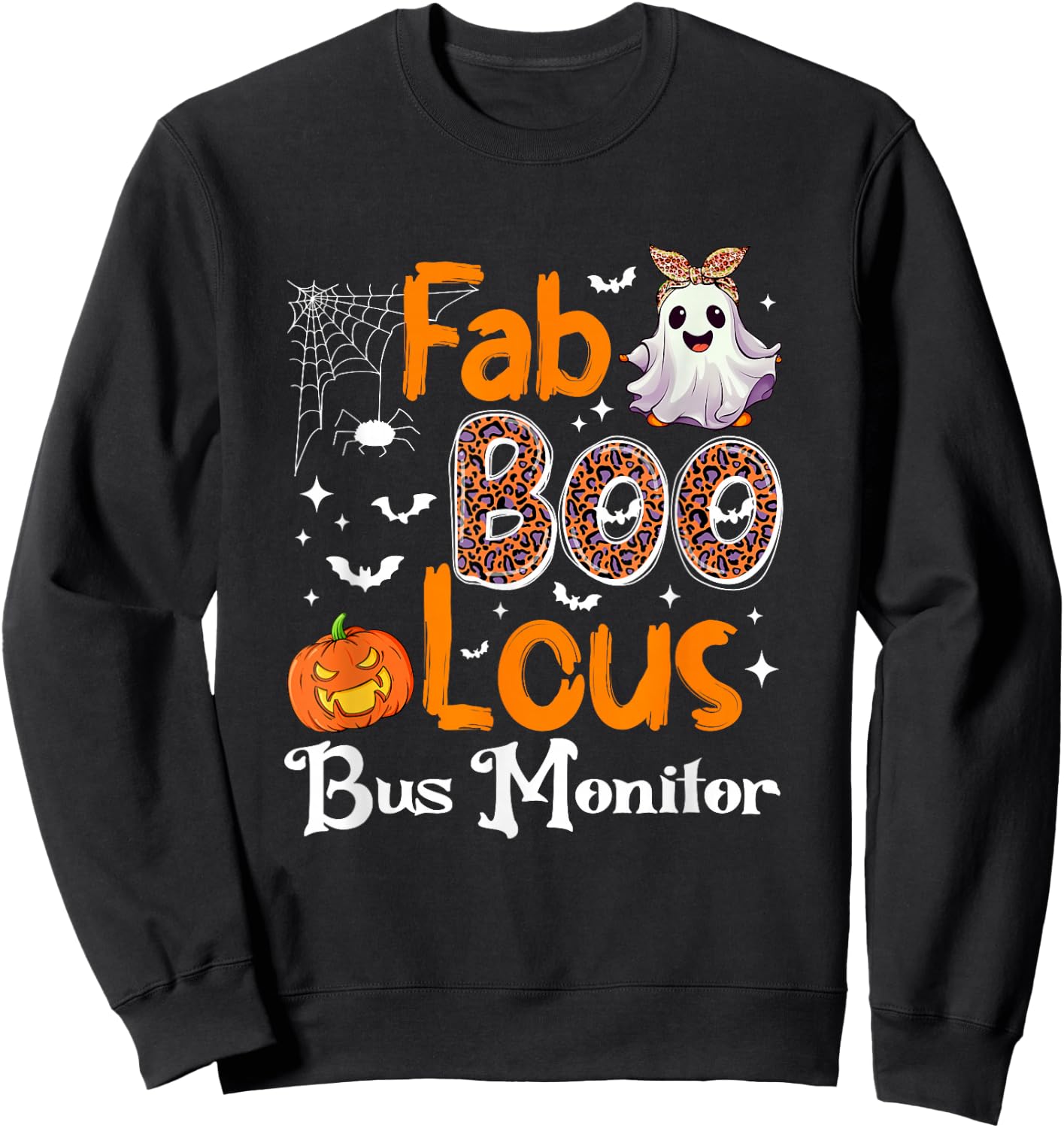 Fab Boo Lous Bus Monitor Pumpkin Halloween Sweatshirt - Sweatshirt | Black