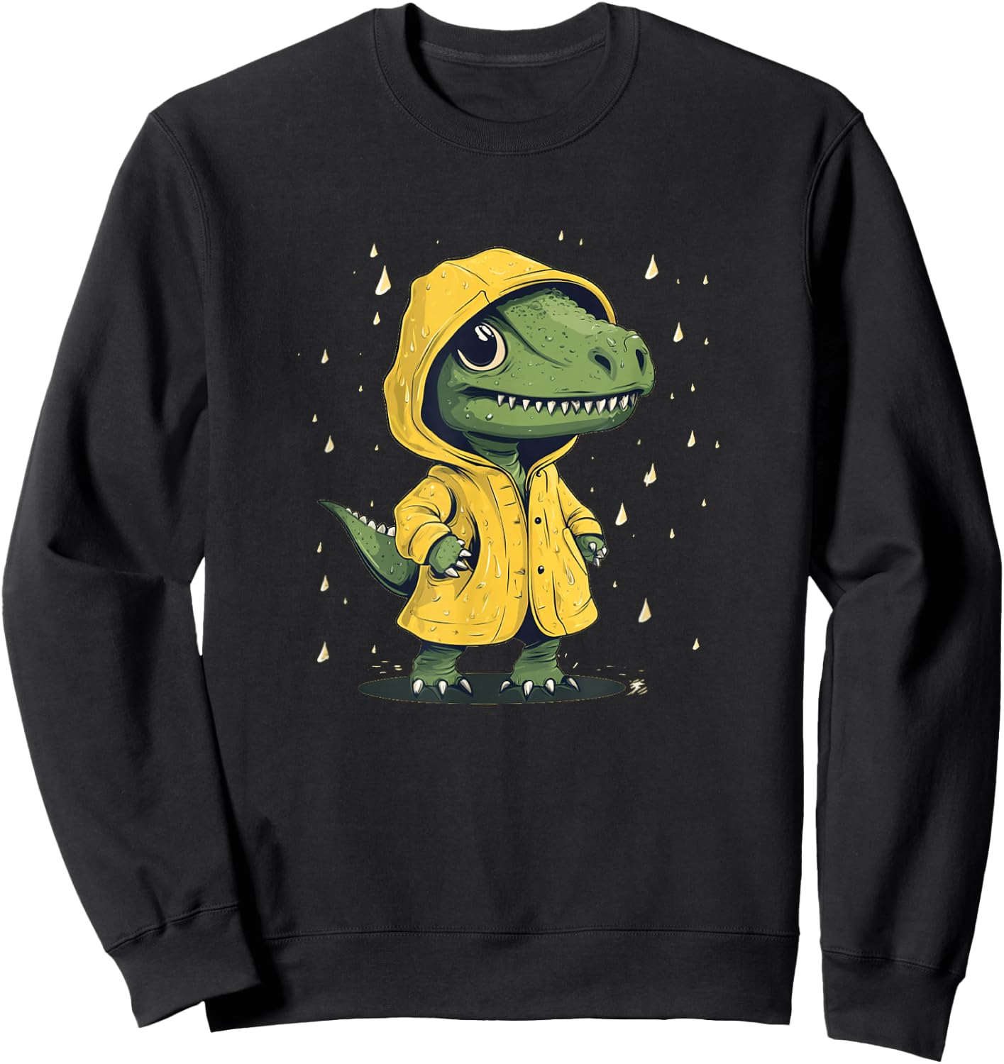 Hilarious Dino Raincoat Adventure Graphic for Boys and Girls Sweatshirt - Sweatshirt | Black