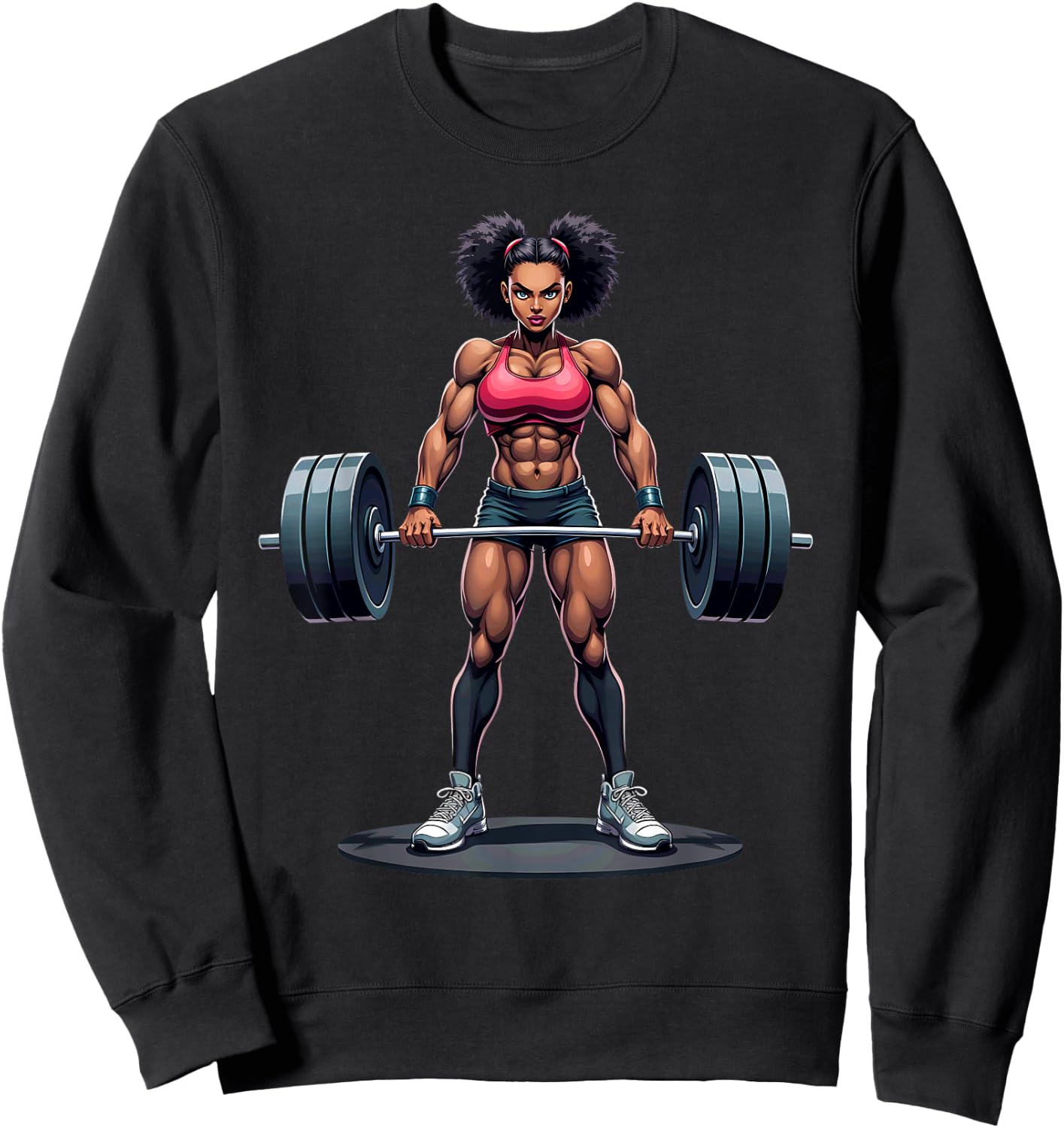 Workout Gym Black Girl Deadlift Weightlifting Sweatshirt - Sweatshirt | Black