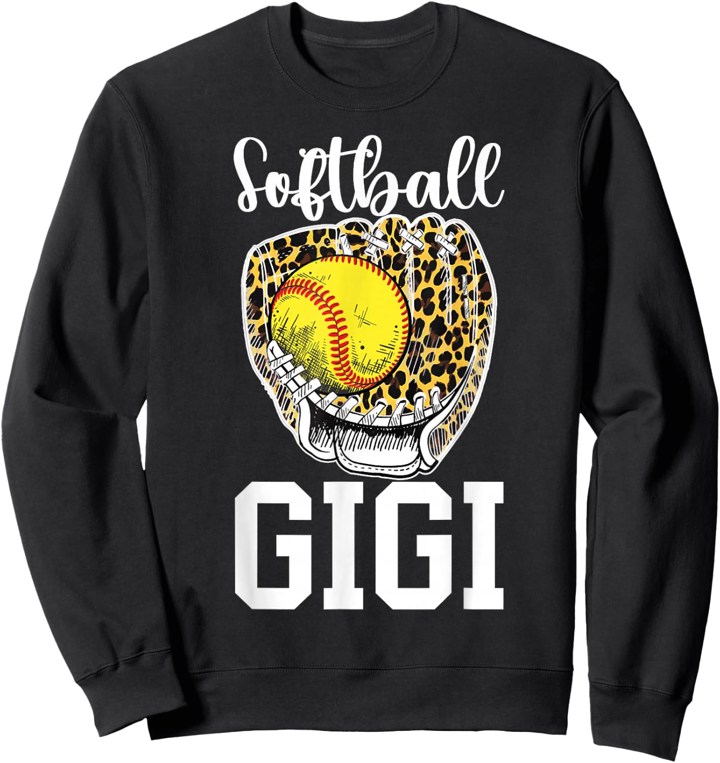 Softball Gigi Grandma Leopard Gigi Of A Softball Player Sweatshirt - Sweatshirt | Black