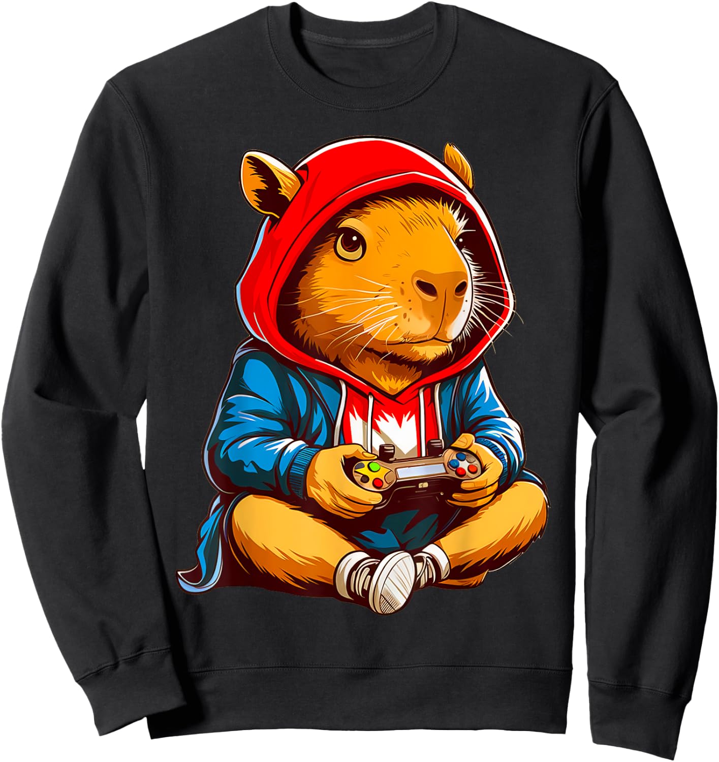 Capybara Video Games Funny Gaming Capy Men Teen Boys Kids Sweatshirt - Sweatshirt | Black